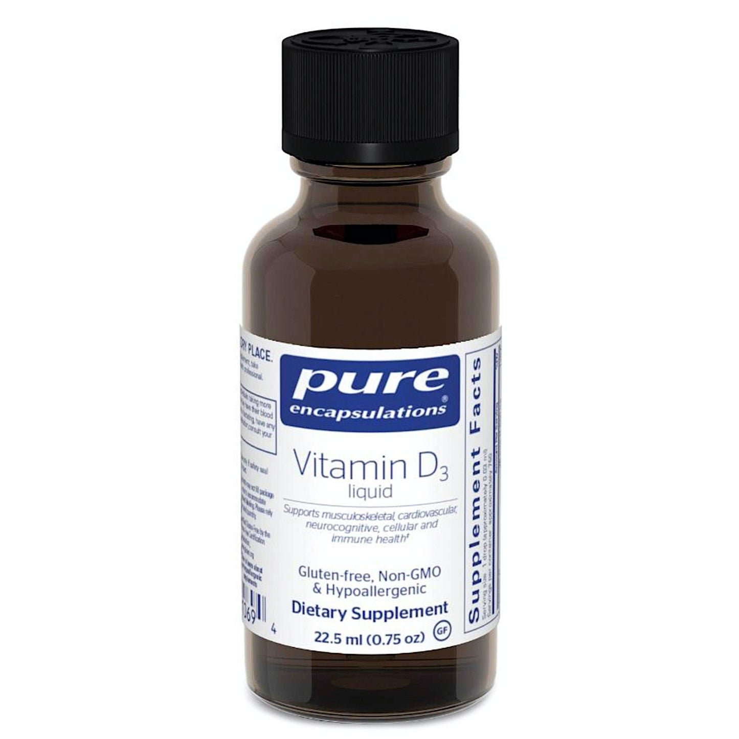 Pure Encapsulations, Vitamin D3 Liquid, .75 Oz UPC 766298010694 | HiLife Vitamins