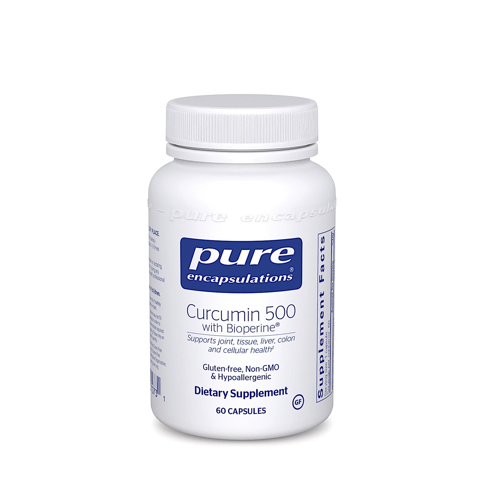 Pure Encapsulations, Curcumin 500 W/ Bioperine, 60 Capsules UPC 766298010731 | HiLife Vitamins