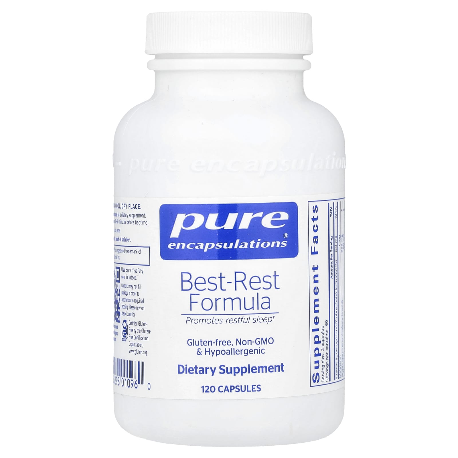 Pure Encapsulations, Best-Rest Formula, 120 Capsules UPC 766298010960 | HiLife Vitamins