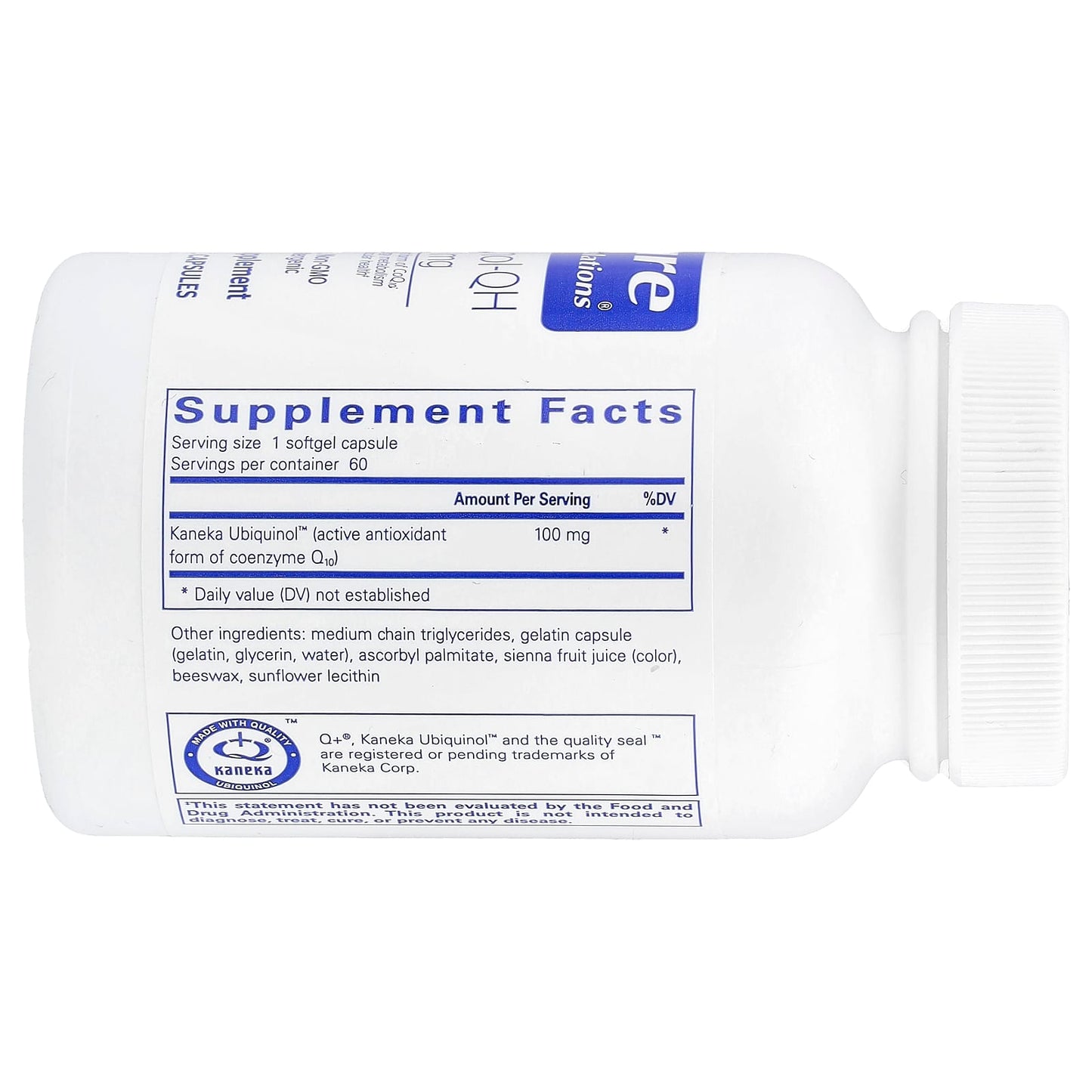 Pure Encapsulations, Ubiquinol-QH 100 mg, 60 Softgel Capsules UPC 766298011097 | HiLife Vitamins