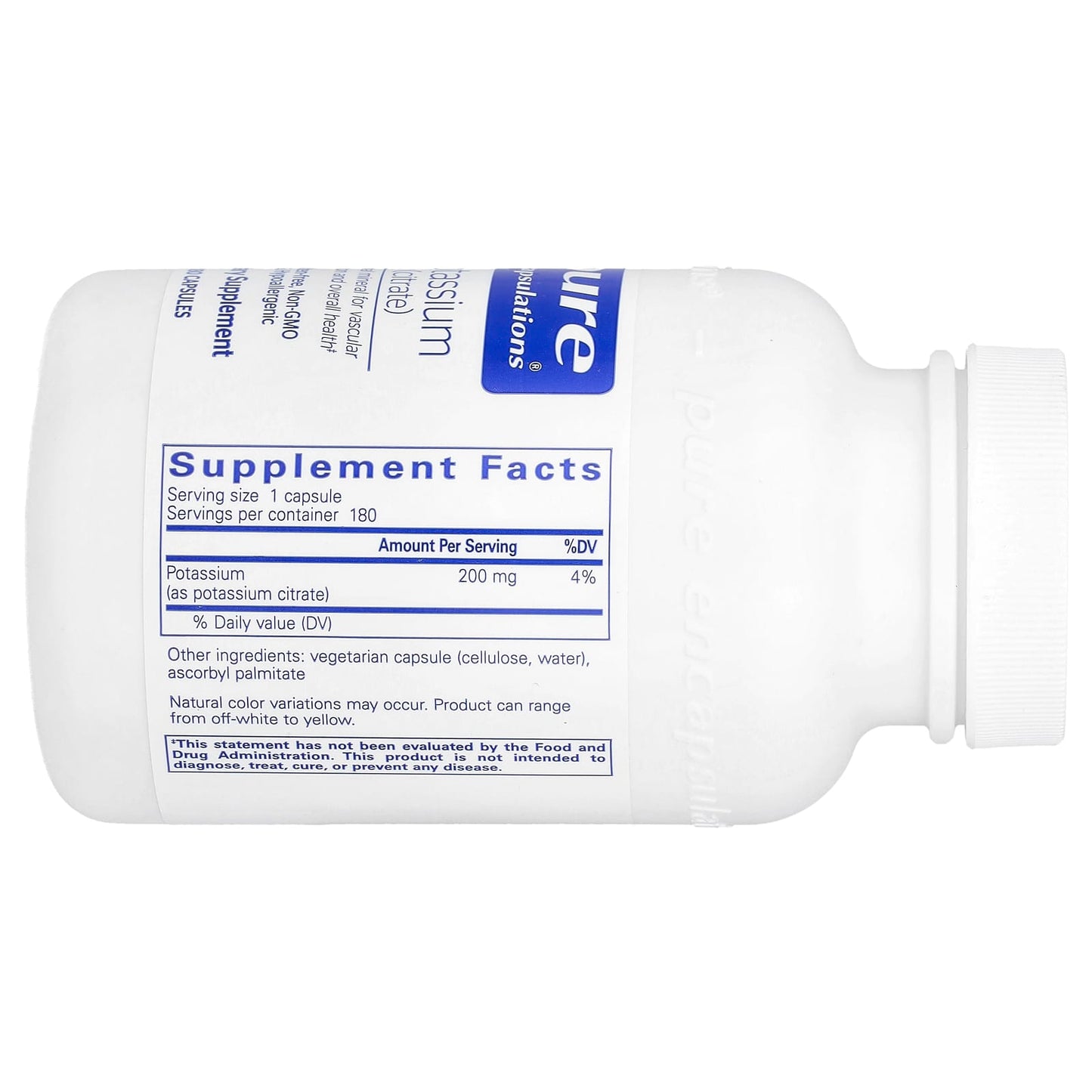 Pure Encapsulations, Potassium Citrate, 180 Capsules UPC 766298011158 | HiLife Vitamins