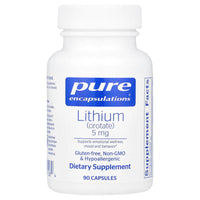 Pure Encapsulations, Lithium Orotate 5 mg, 90 Capsules UPC 766298011264 | HiLife Vitamins