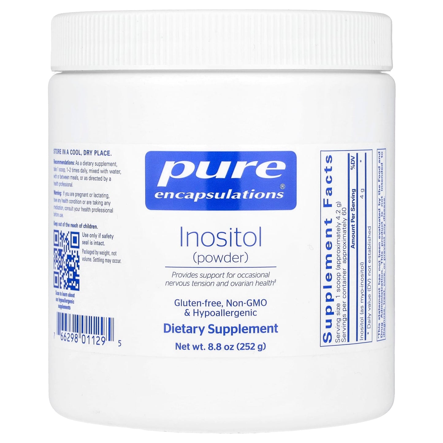 Pure Encapsulations, Inositol Powder, 8.8 Oz UPC 766298011295 | HiLife Vitamins