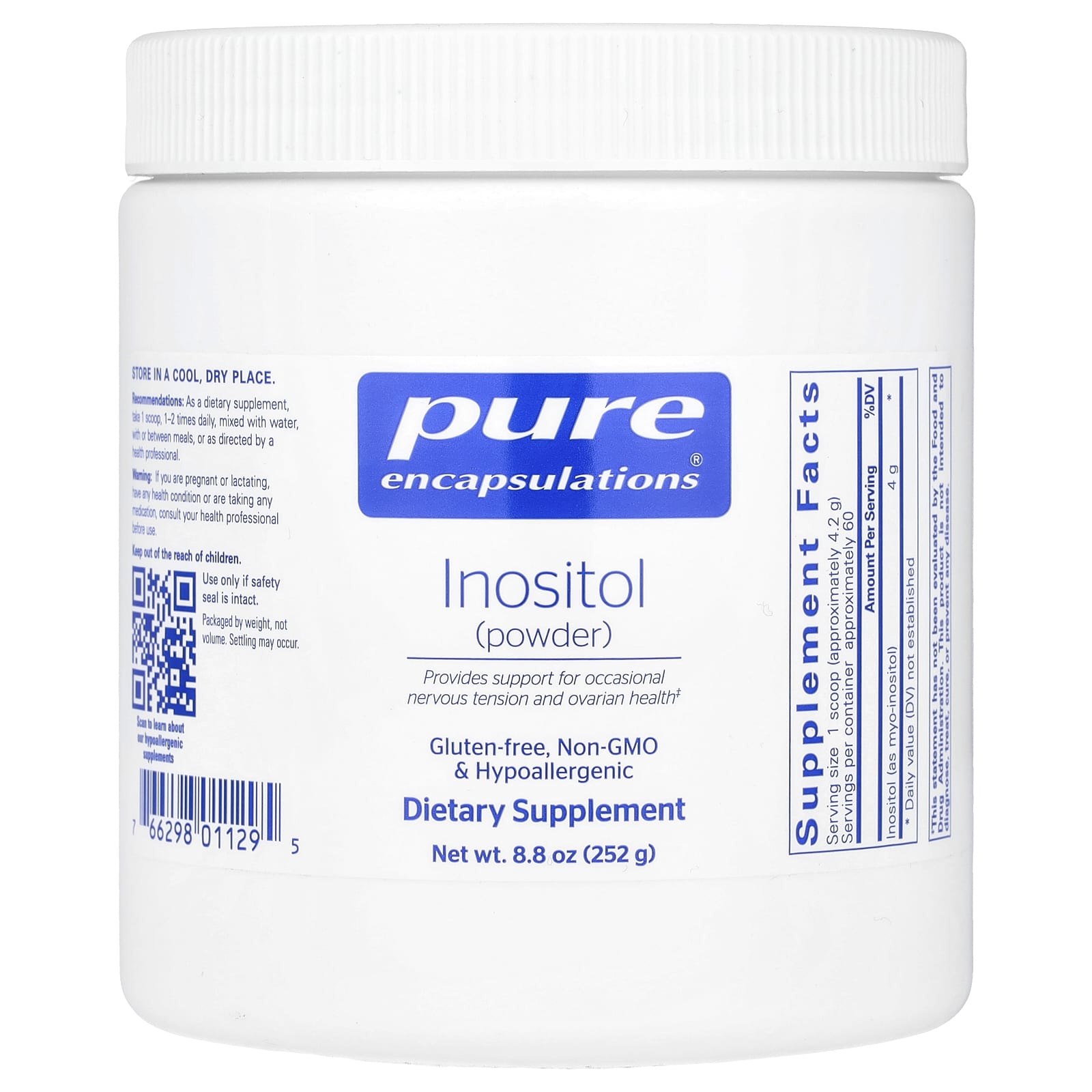 Pure Encapsulations, Inositol Powder, 8.8 Oz UPC 766298011295 | HiLife Vitamins