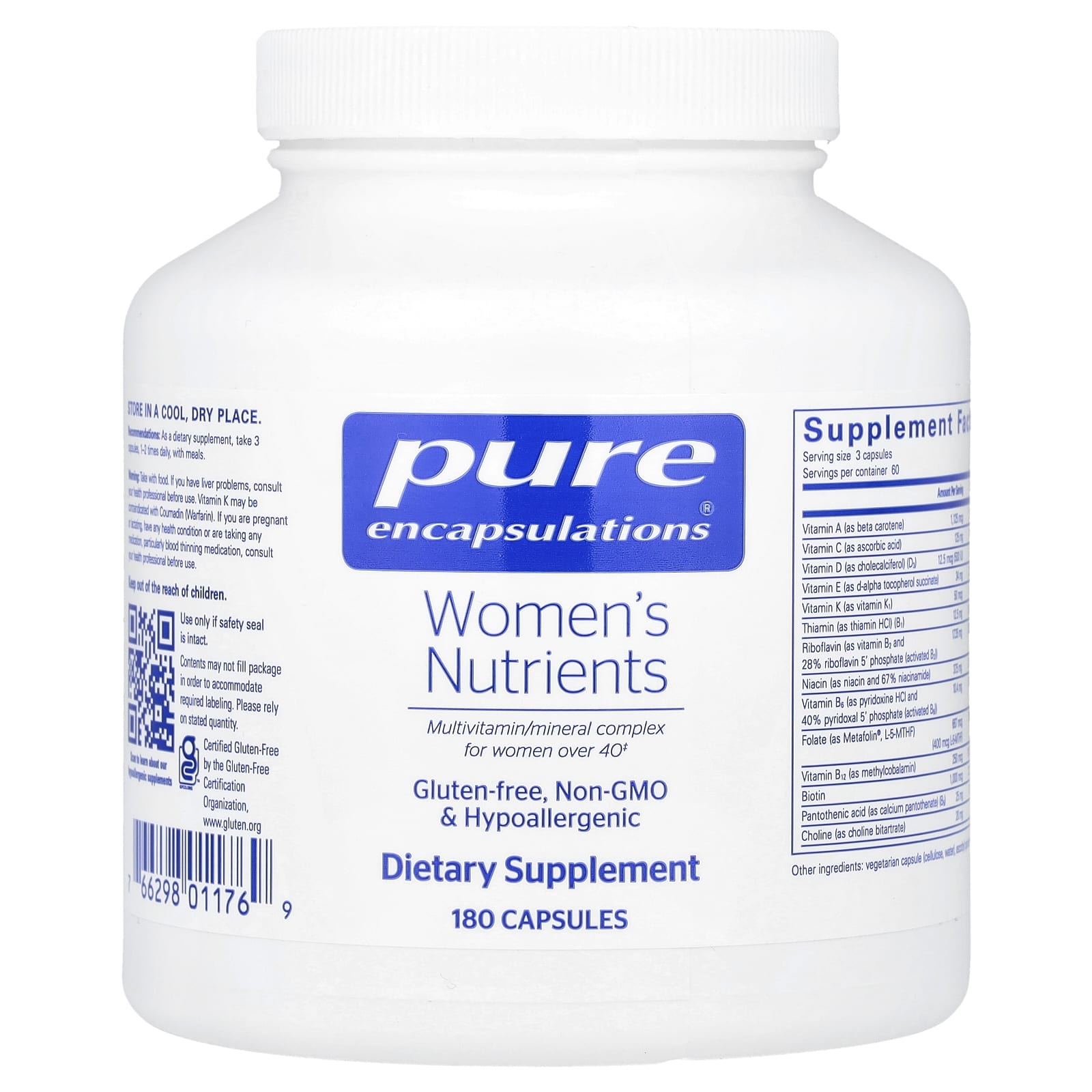 Pure Encapsulations, Women's Nutrients, 180 Capsules UPC 766298011769 | HiLife Vitamins