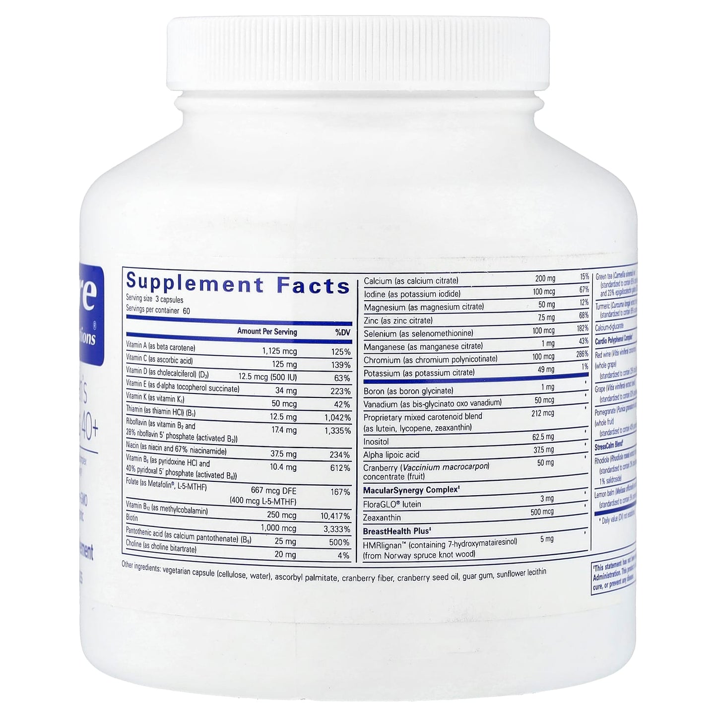 Pure Encapsulations, Women's Nutrients 40+, 180 Capsules UPC 766298011769 | Hilife Vitamins