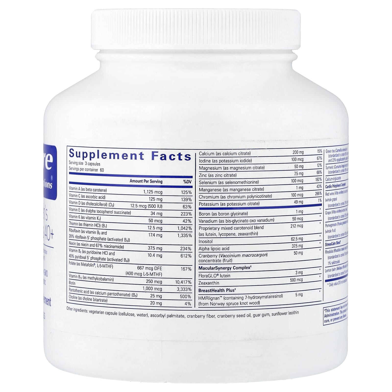Pure Encapsulations, Women's Nutrients 40+, 180 Capsules UPC 766298011769 | Hilife Vitamins