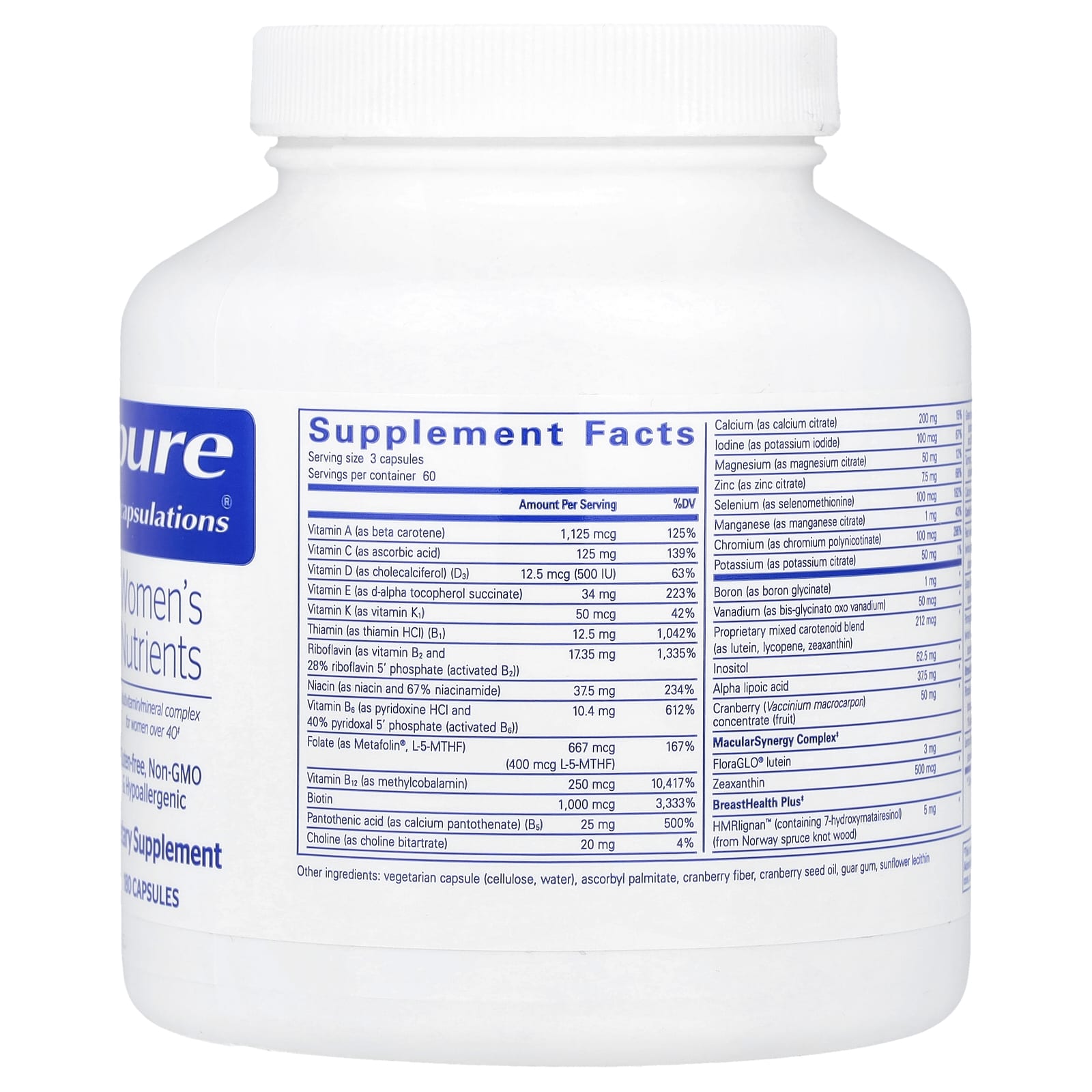 Pure Encapsulations, Women's Nutrients, 180 Capsules UPC 766298011769 | HiLife Vitamins