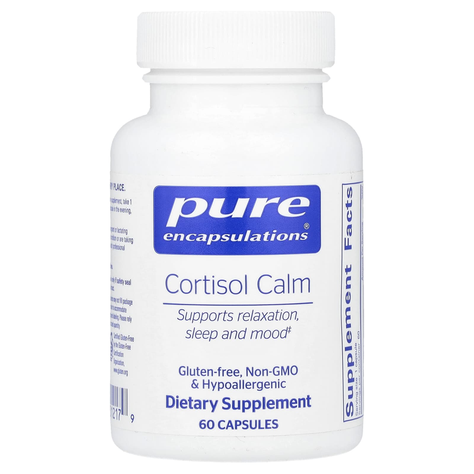 Pure Encapsulations, Cortisol Calm, 60 Capsules UPC 766298012179 | HiLife Vitamins