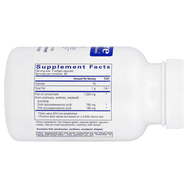 Pure Encapsulations, DHA Ultimate, 120 Capsules UPC 766298012186 | Hilife Vitamins
