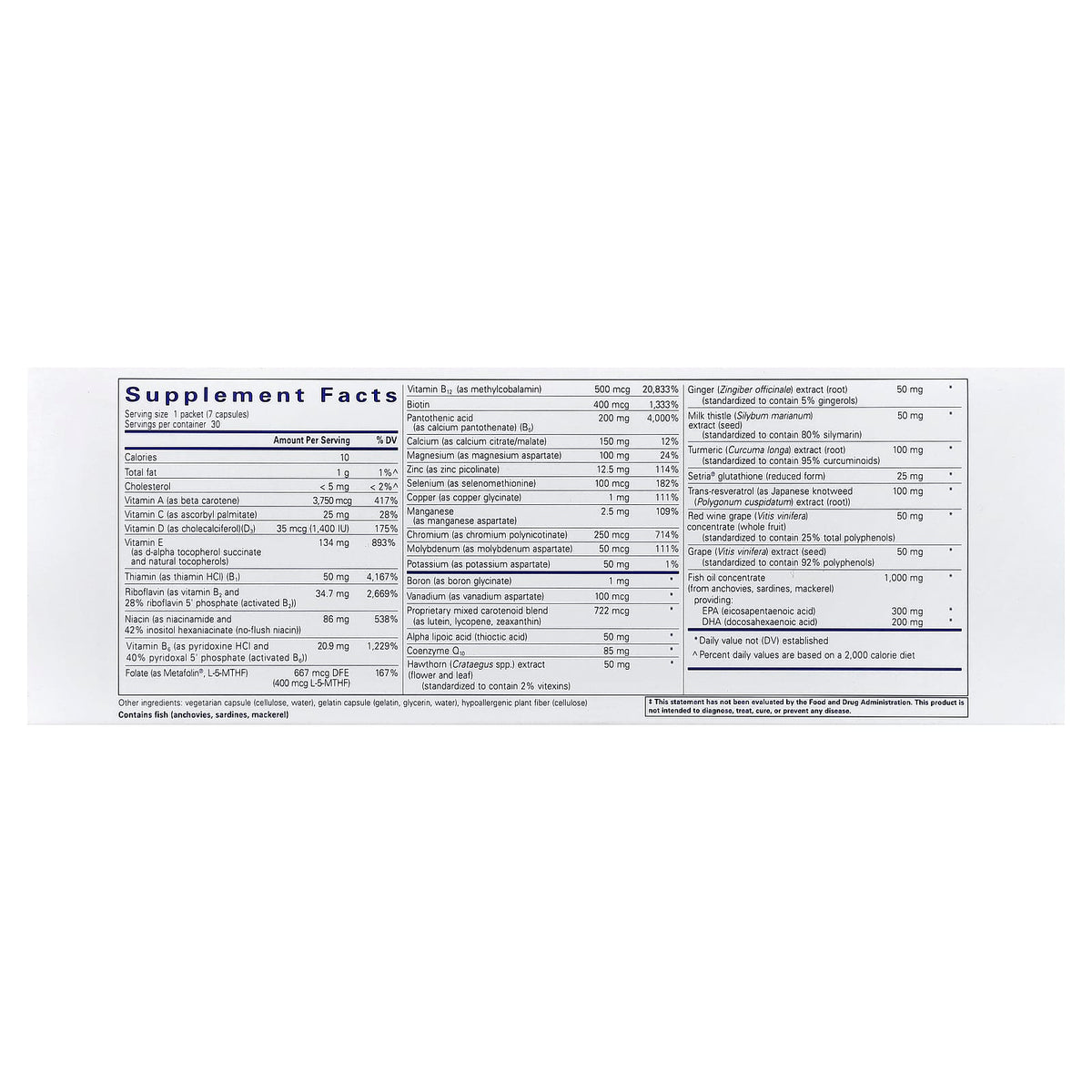 Pure Encapsulations, Ultra Pure Pack, 30 Packets UPC 766298012551 | Hilife Vitamins