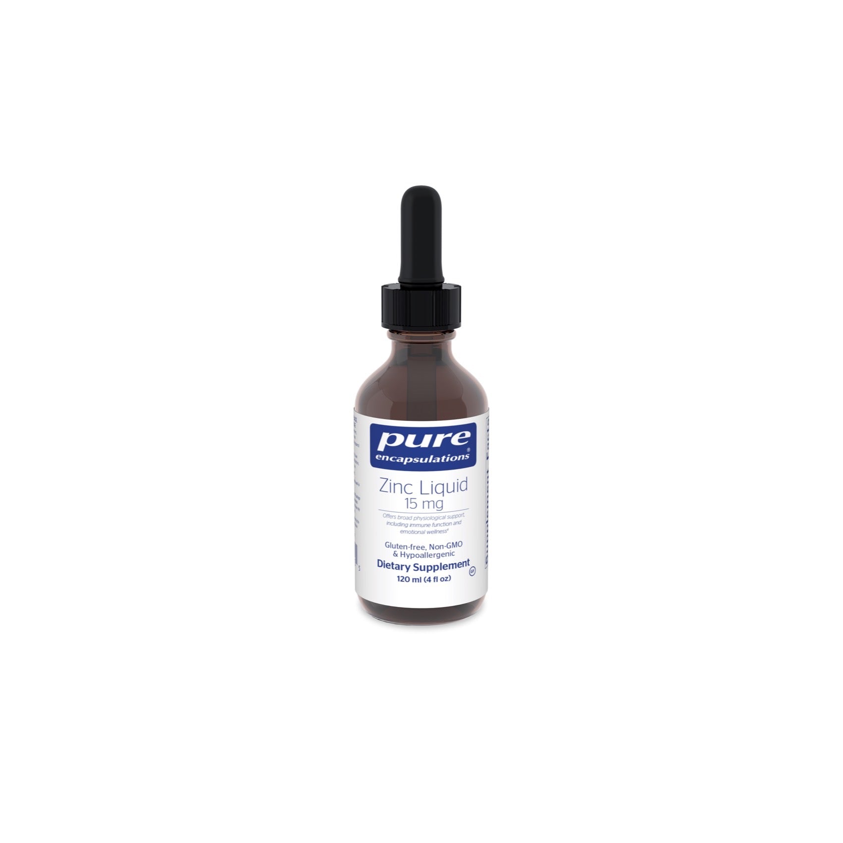 Pure Encapsulations, Zinc Liquid 15 mg, 4 fl oz UPC 766298012605 | HiLife Vitamins