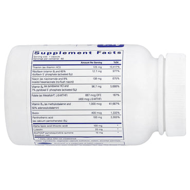 Pure Encapsulations, Ultra B-Complex W/ PQQ, 60 Capsules UPC 766298013169 | Hilife Vitamins