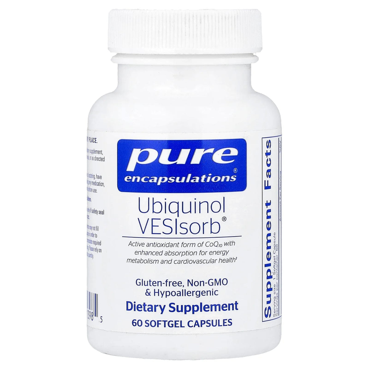 Pure Encapsulations, Ubiquinol VESIsorb®, 60 Softgel Capsules UPC 766298013985 | Hilife Vitamins