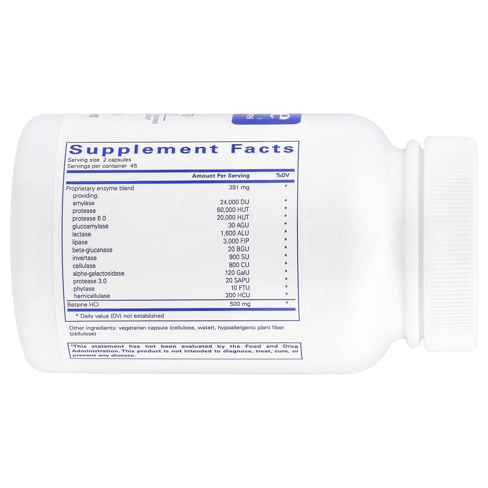 Pure Encapsulations, Digestive Enzymes Ultra w/Betaine HCl, 90 Capsules UPC 766298014548 | HiLife Vitamins