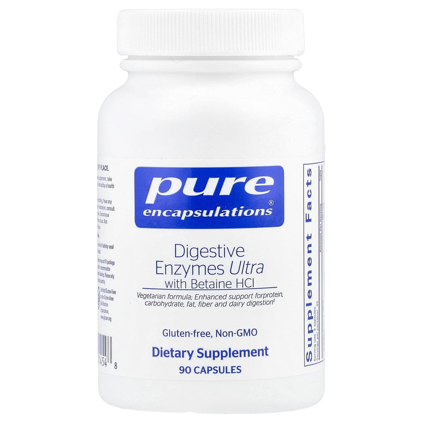 Pure Encapsulations, Digestive Enzymes Ultra w/Betaine HCl, 90 Capsules UPC 766298014548 | HiLife Vitamins
