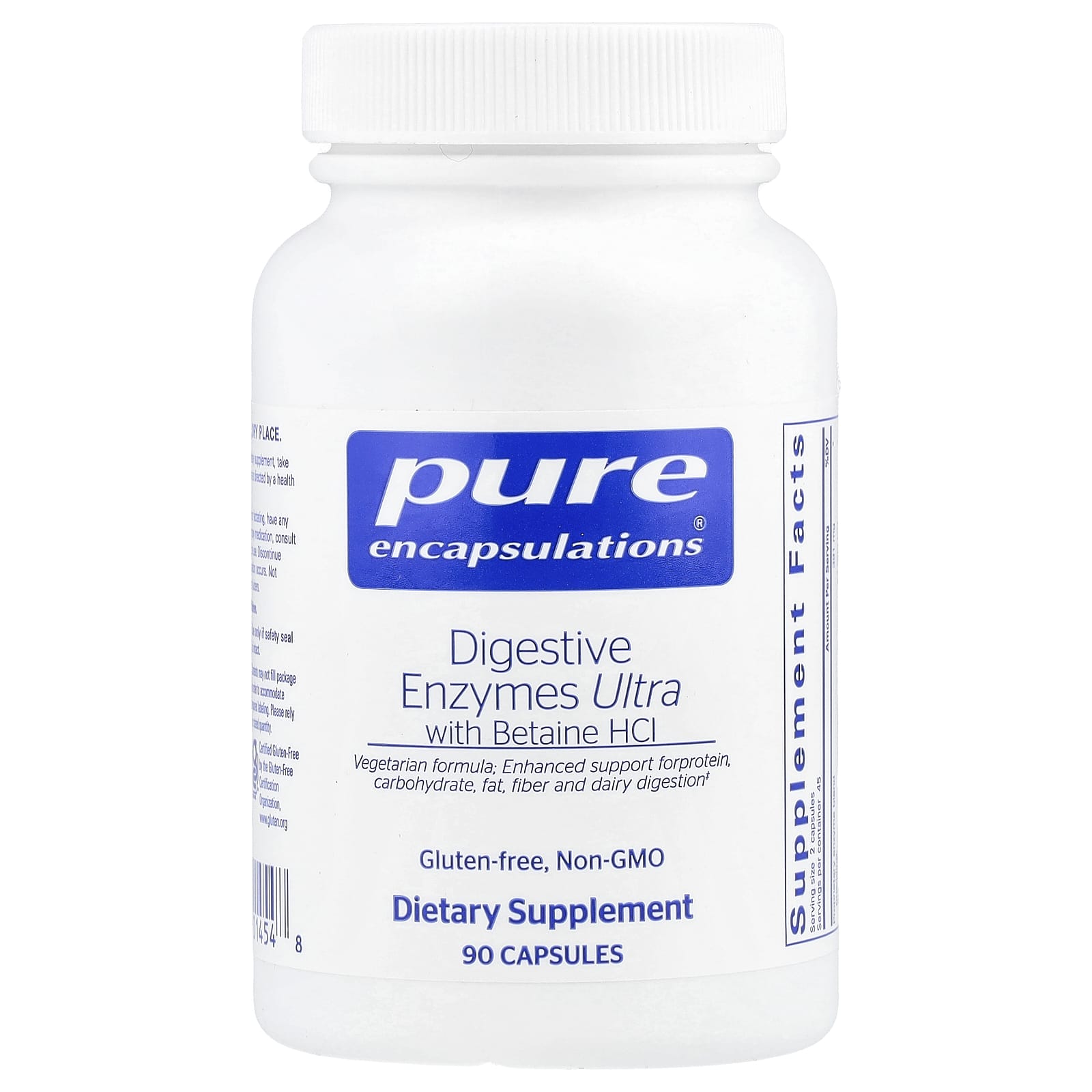 Pure Encapsulations, Digestive Enzymes Ultra w/Betaine HCl, 90 Capsules UPC 766298014548 | HiLife Vitamins