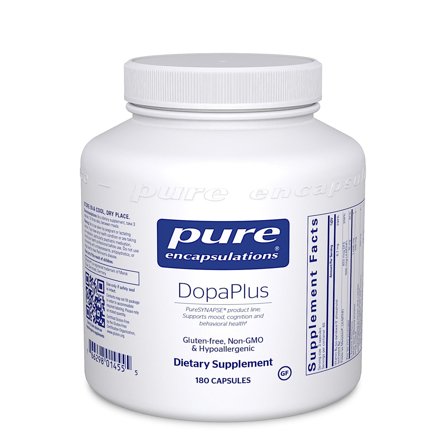 Pure Encapsulations, DopaPlus, 180 Capsules UPC 766298014555 | HiLife Vitamins