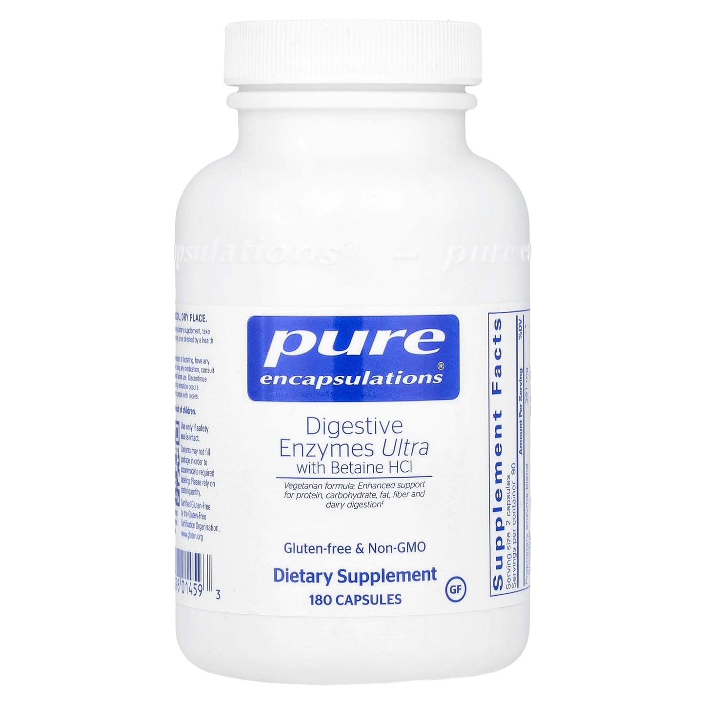 Pure Encapsulations, Digestive Enzymes Ultra w/Betaine HCl, 180 Capsules - 766298014593 | Hilife Vitamins