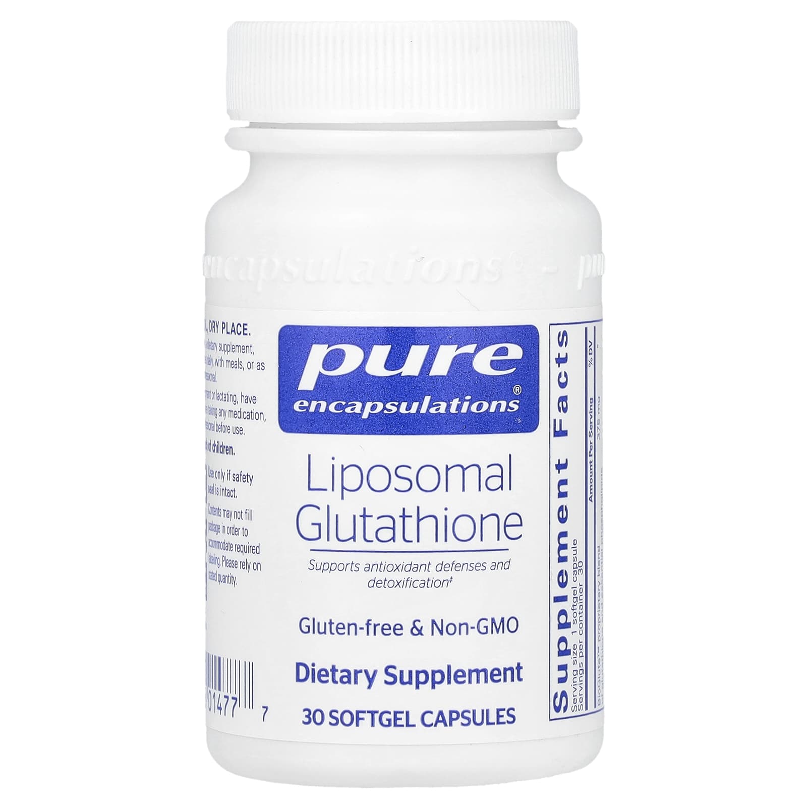 Pure Encapsulations, Liposomal Glutathione, 30 Capsules UPC 766298014777 | HiLife Vitamins