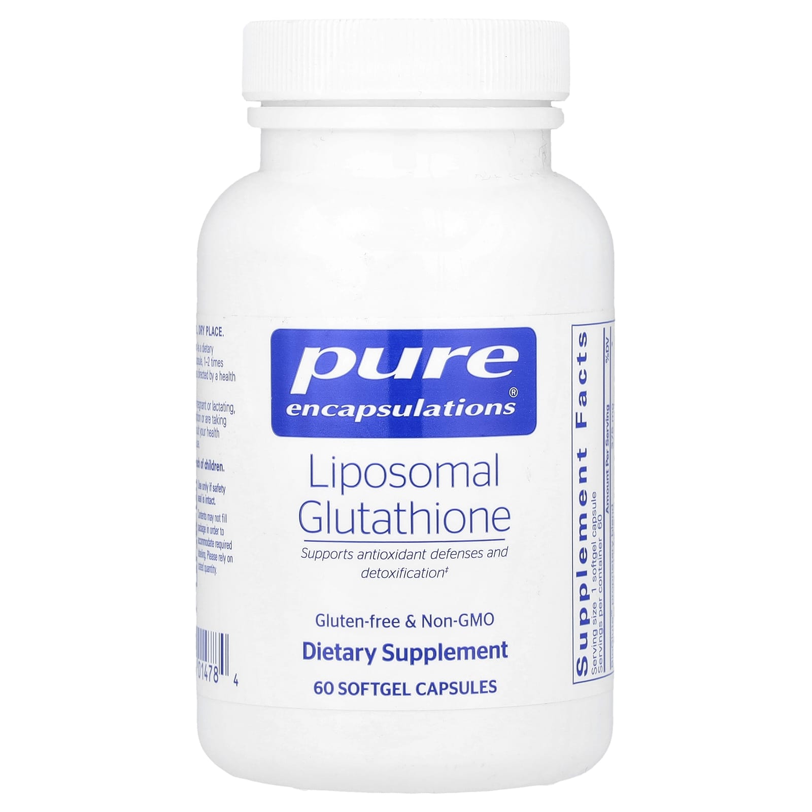 Pure Encapsulations, Liposomal Glutathione, 60 Softgels UPC 766298014784 | HiLife Vitamins