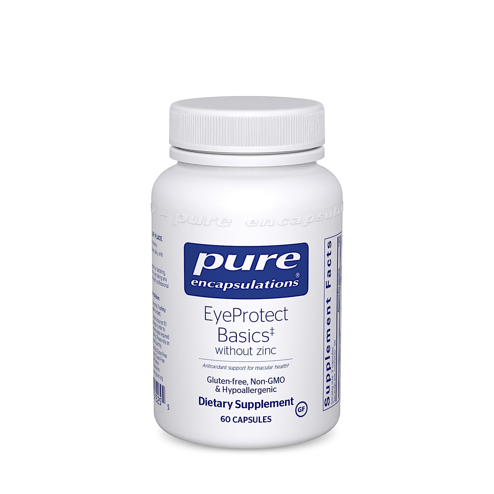 Pure Encapsulations, EyeProtect Basics (without zinc), 60 Capsules UPC 766298015255 | HiLife Vitamins