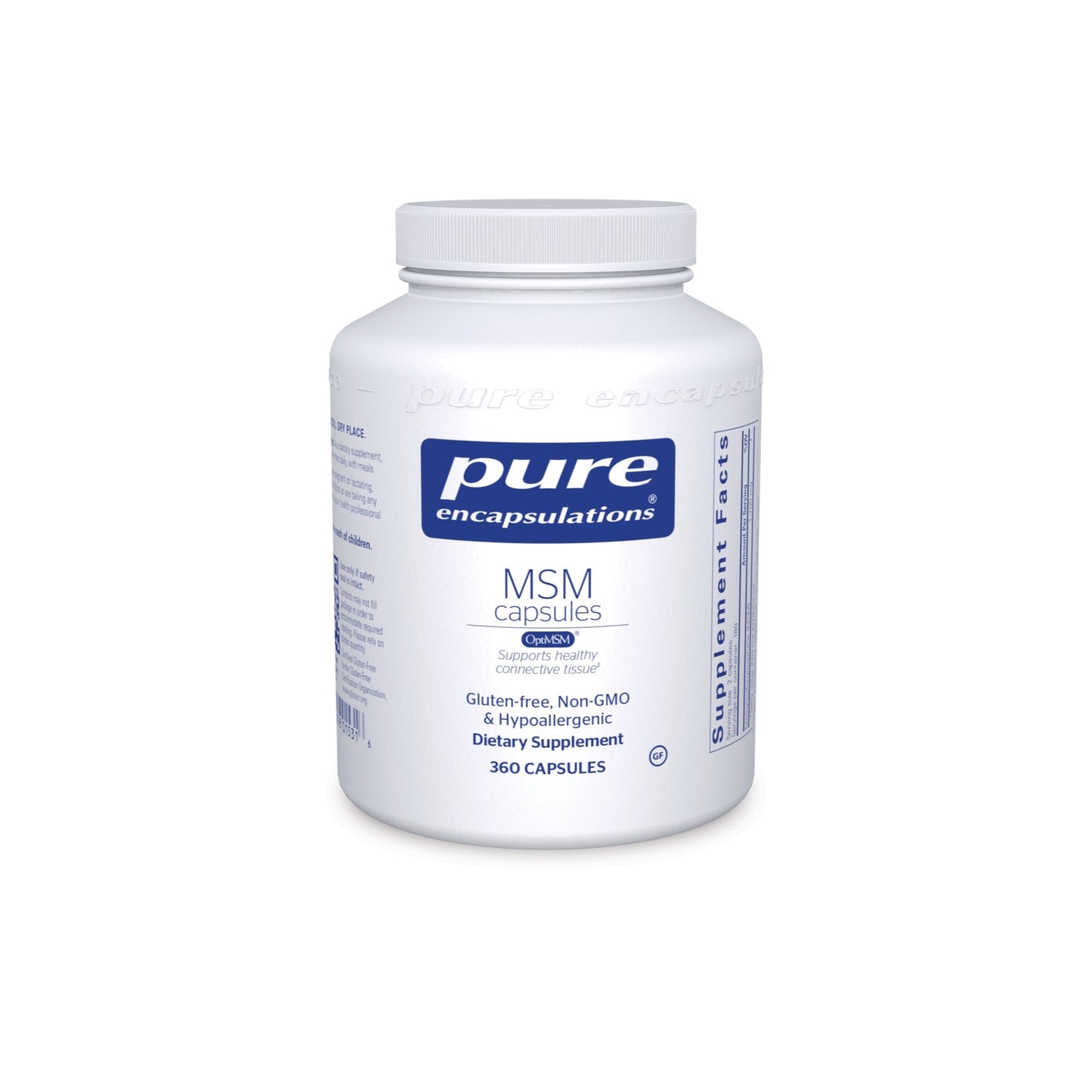 Pure Encapsulations, MSM Capsules, 360 Capsules UPC 766298015316 | HiLife Vitamins