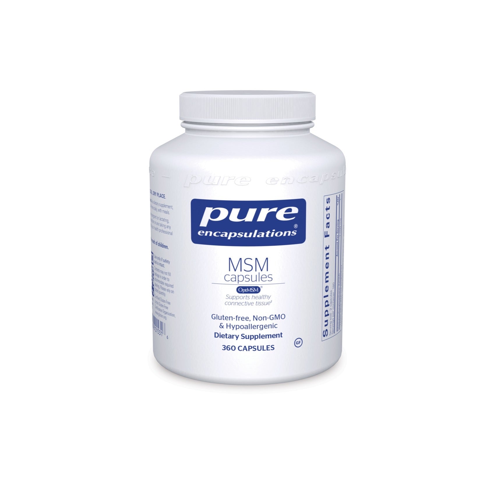 Pure Encapsulations, MSM Capsules, 360 Capsules UPC 766298015316 | HiLife Vitamins