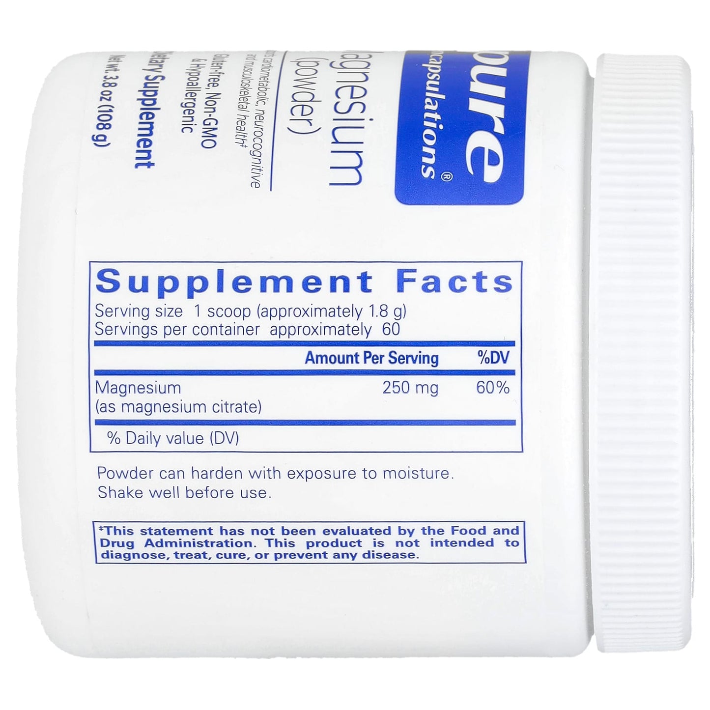 Pure Encapsulations, Magnesium Powder, 3.7 oz UPC 766298015514 | HiLife Vitamins