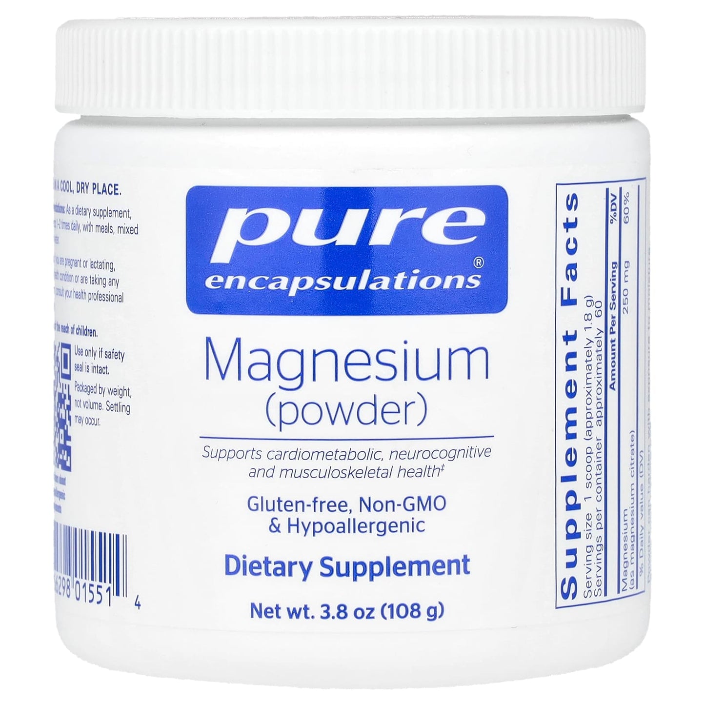 Pure Encapsulations, Magnesium Powder, 3.7 oz UPC 766298015514 | HiLife Vitamins