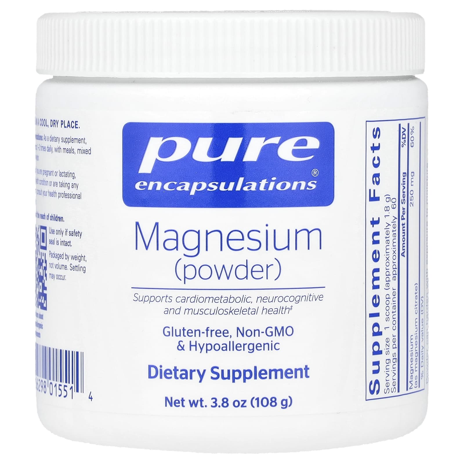 Pure Encapsulations, Magnesium Powder, 3.7 oz UPC 766298015514 | HiLife Vitamins