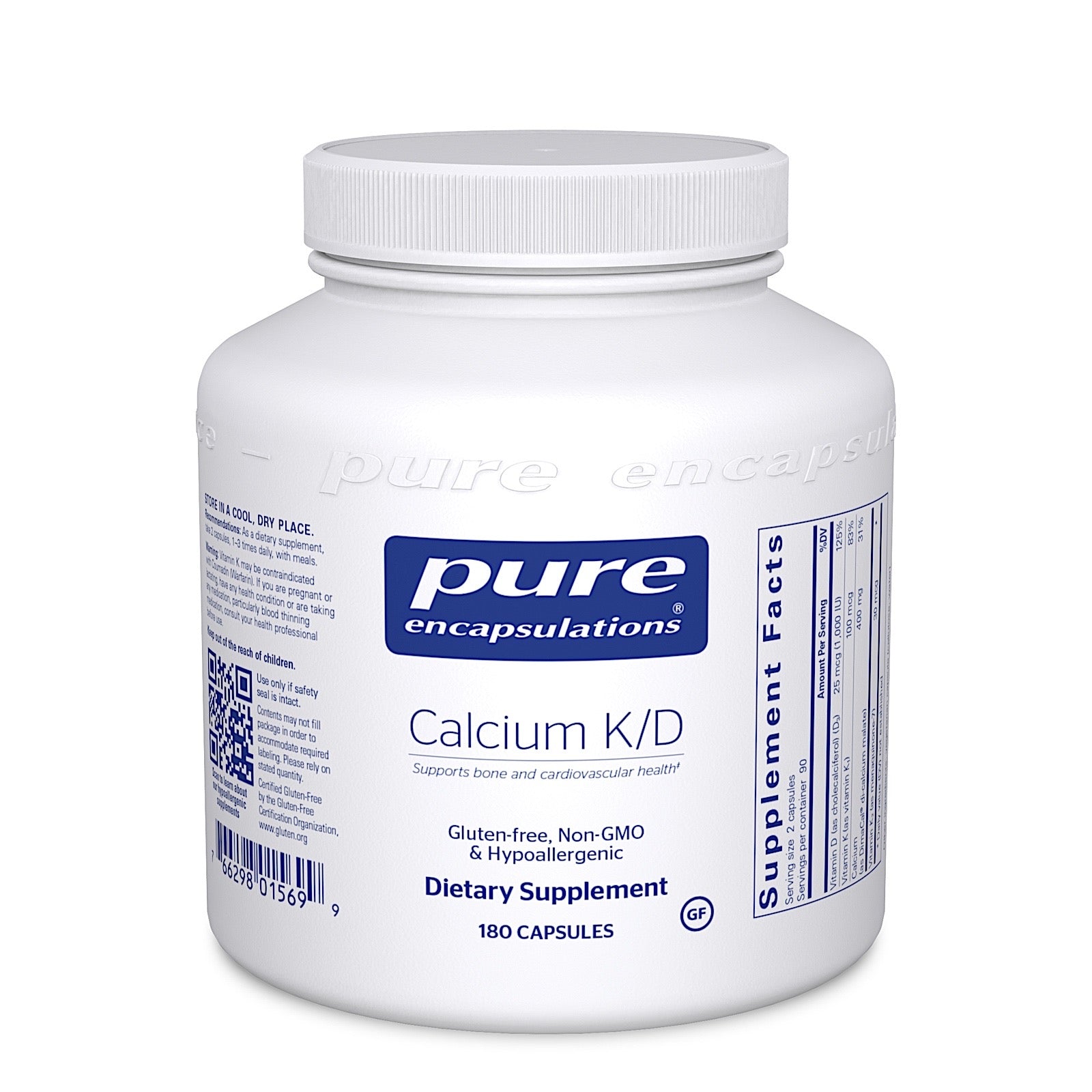 Pure Encapsulations, Calcium K/D, 180 Capsules UPC 766298015699 | HiLife Vitamins