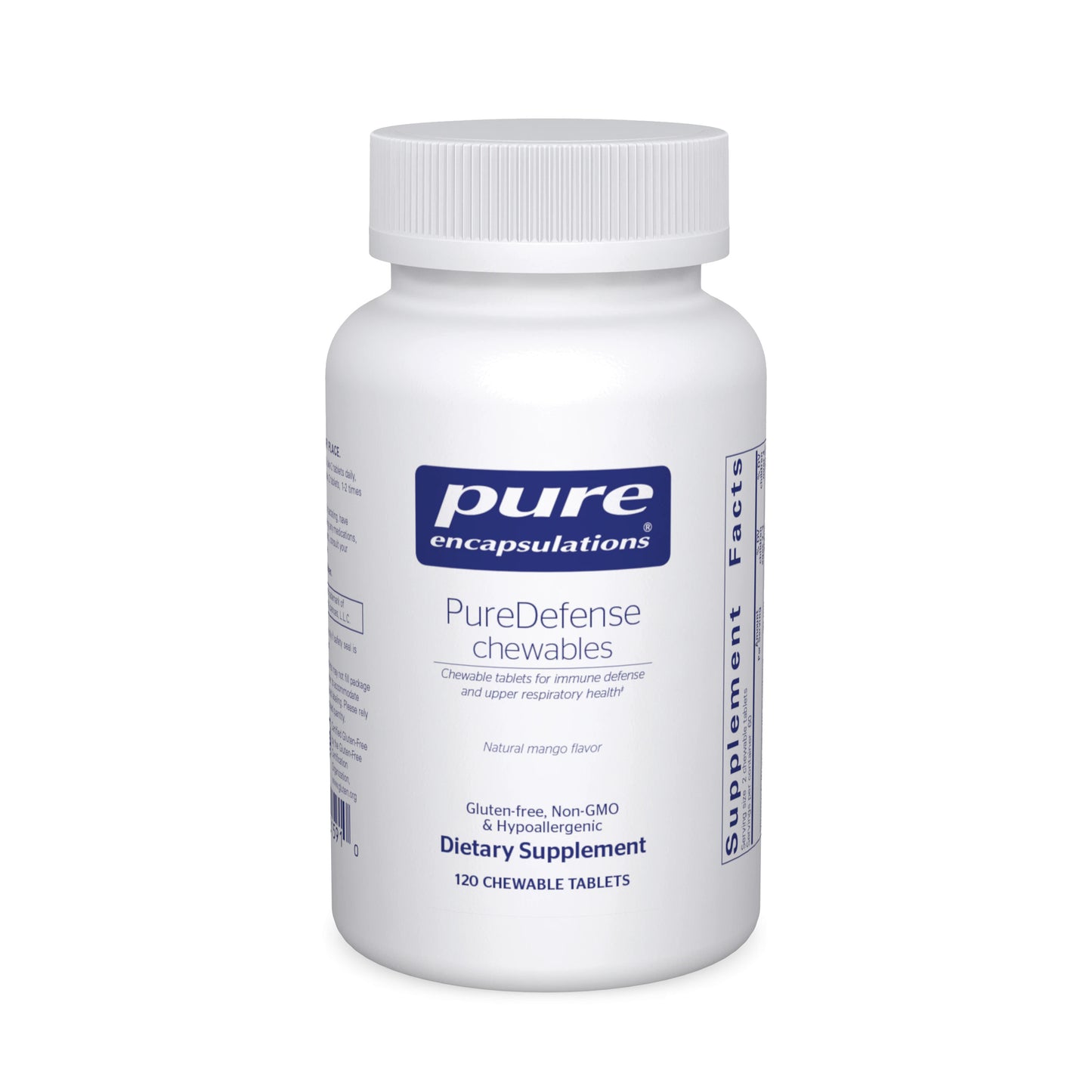Pure Encapsulations, PureDefense chewables, 120 Vegetable Tablets UPC 766298015910 | HiLife Vitamins