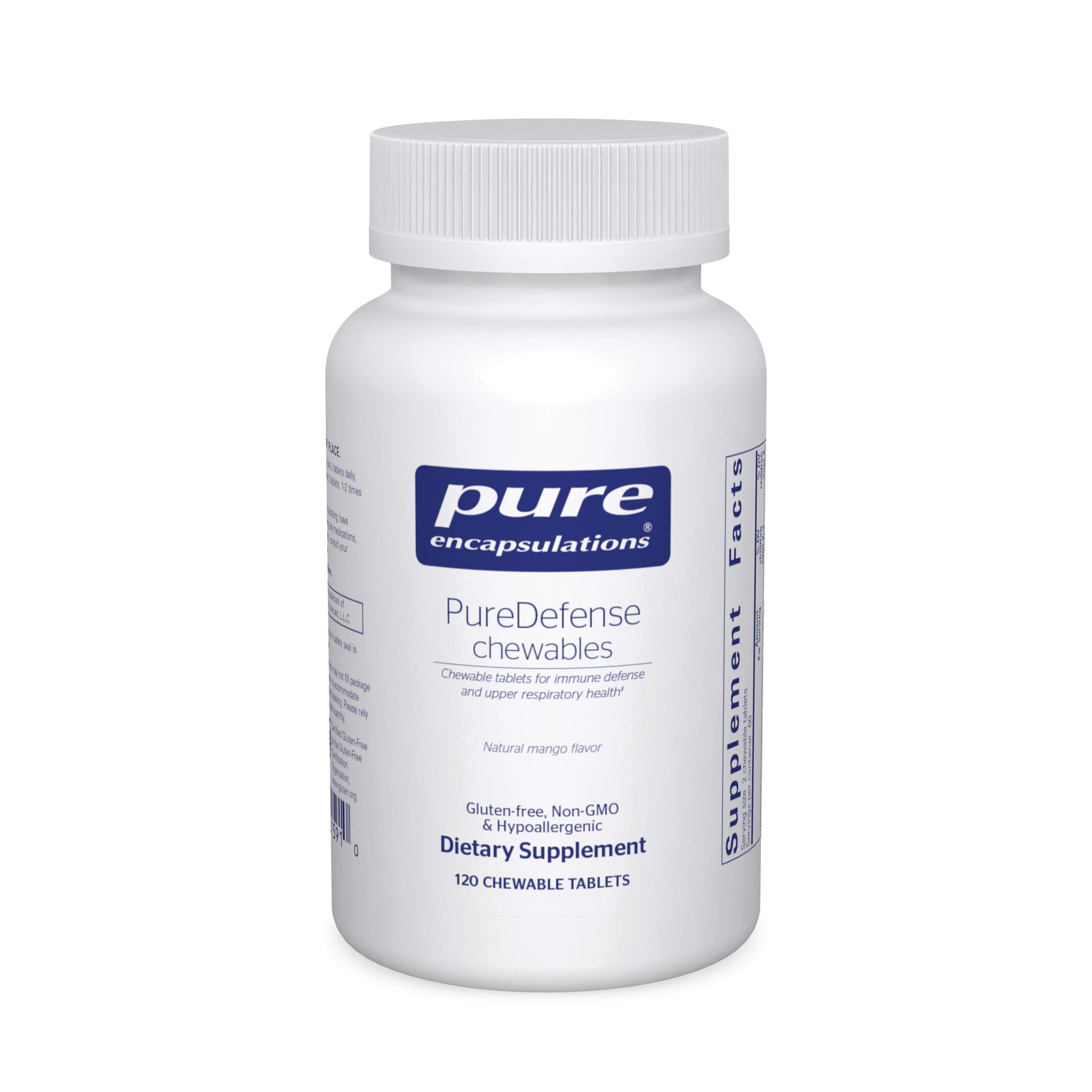 Pure Encapsulations, PureDefense chewables, 120 Vegetable Tablets UPC 766298015910 | HiLife Vitamins