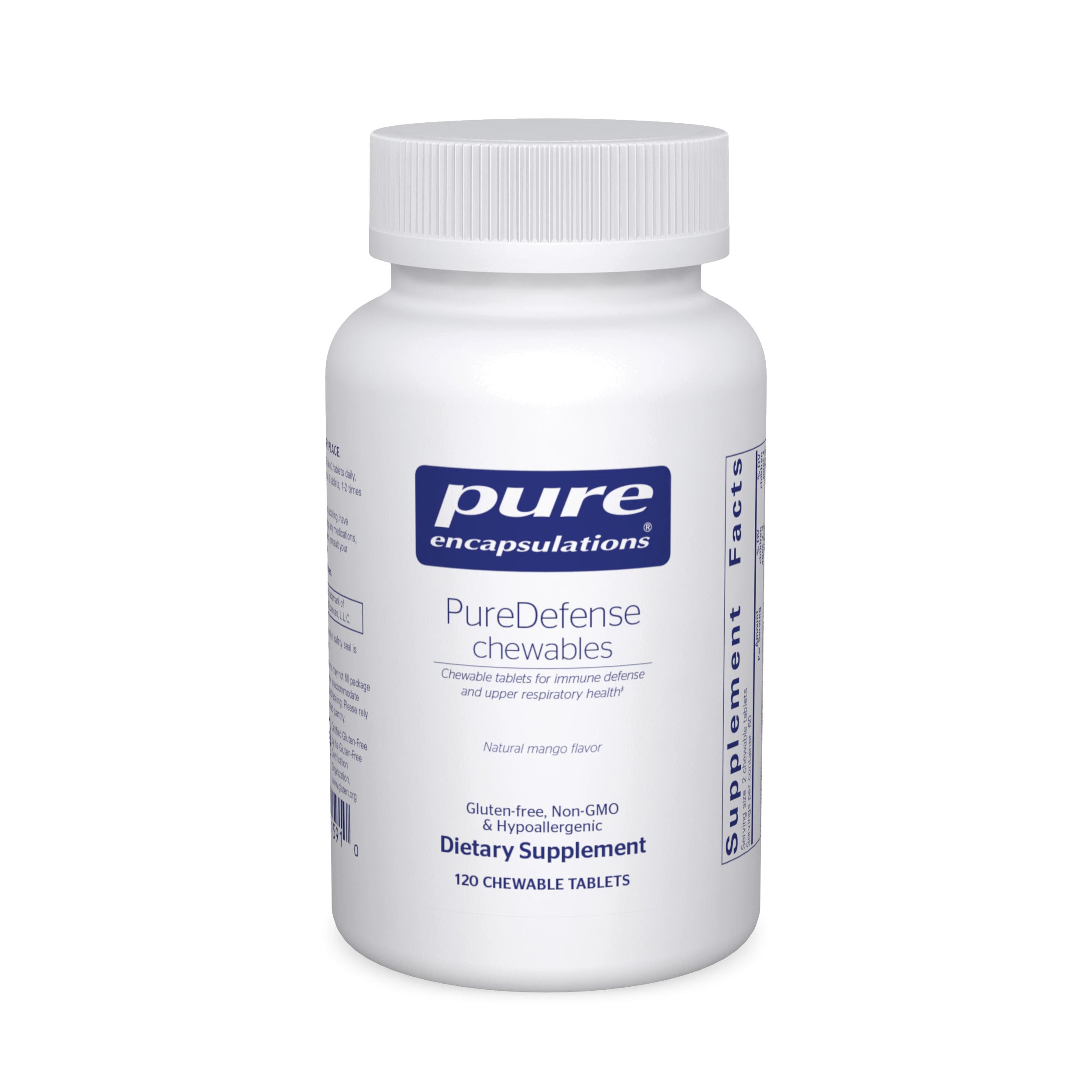 Pure Encapsulations, PureDefense chewables, 120 Vegetable Tablets UPC 766298015910 | HiLife Vitamins