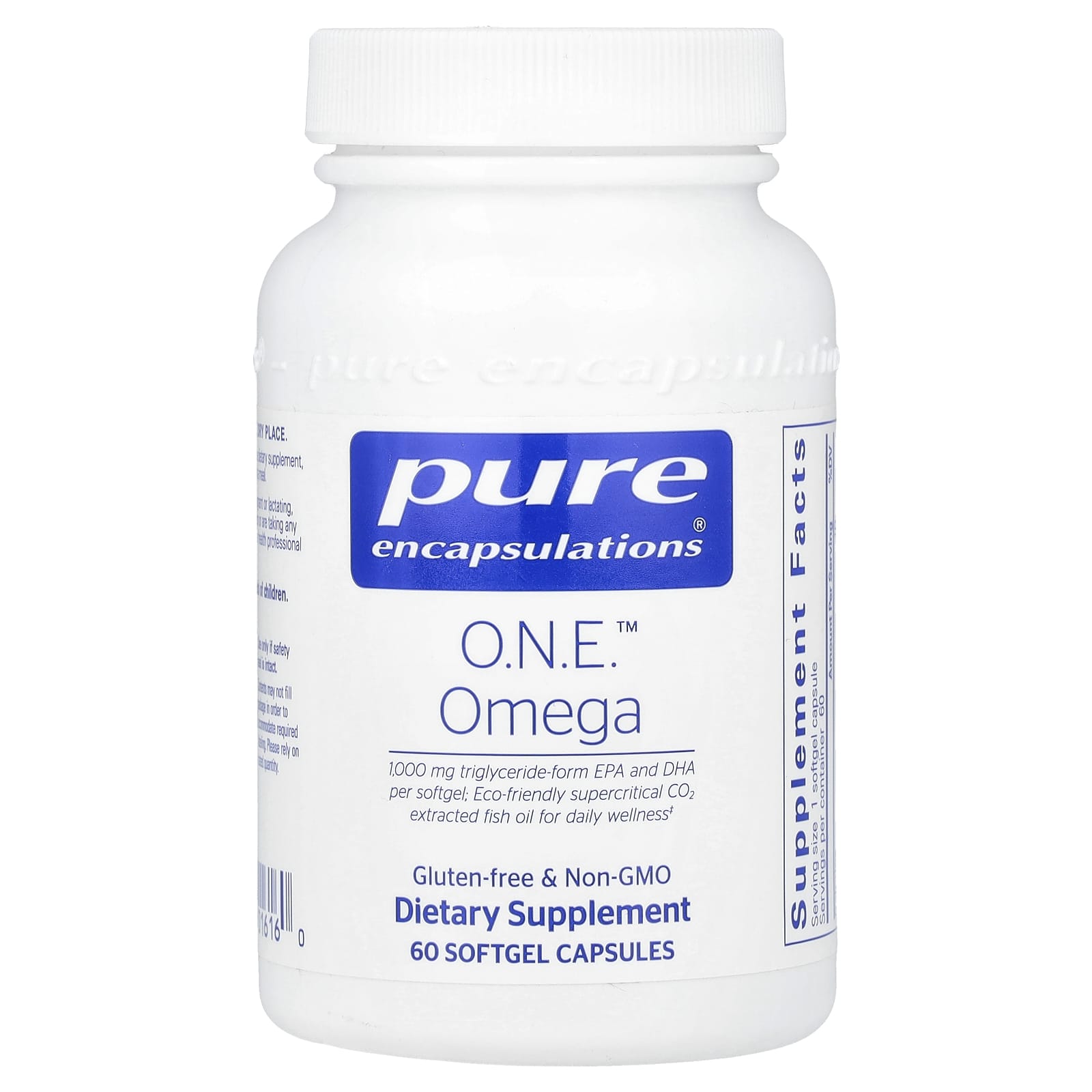 Pure Encapsulations, O.N.E. Omega, 60 Softgel Capsules UPC 766298016160 | HiLife Vitamins
