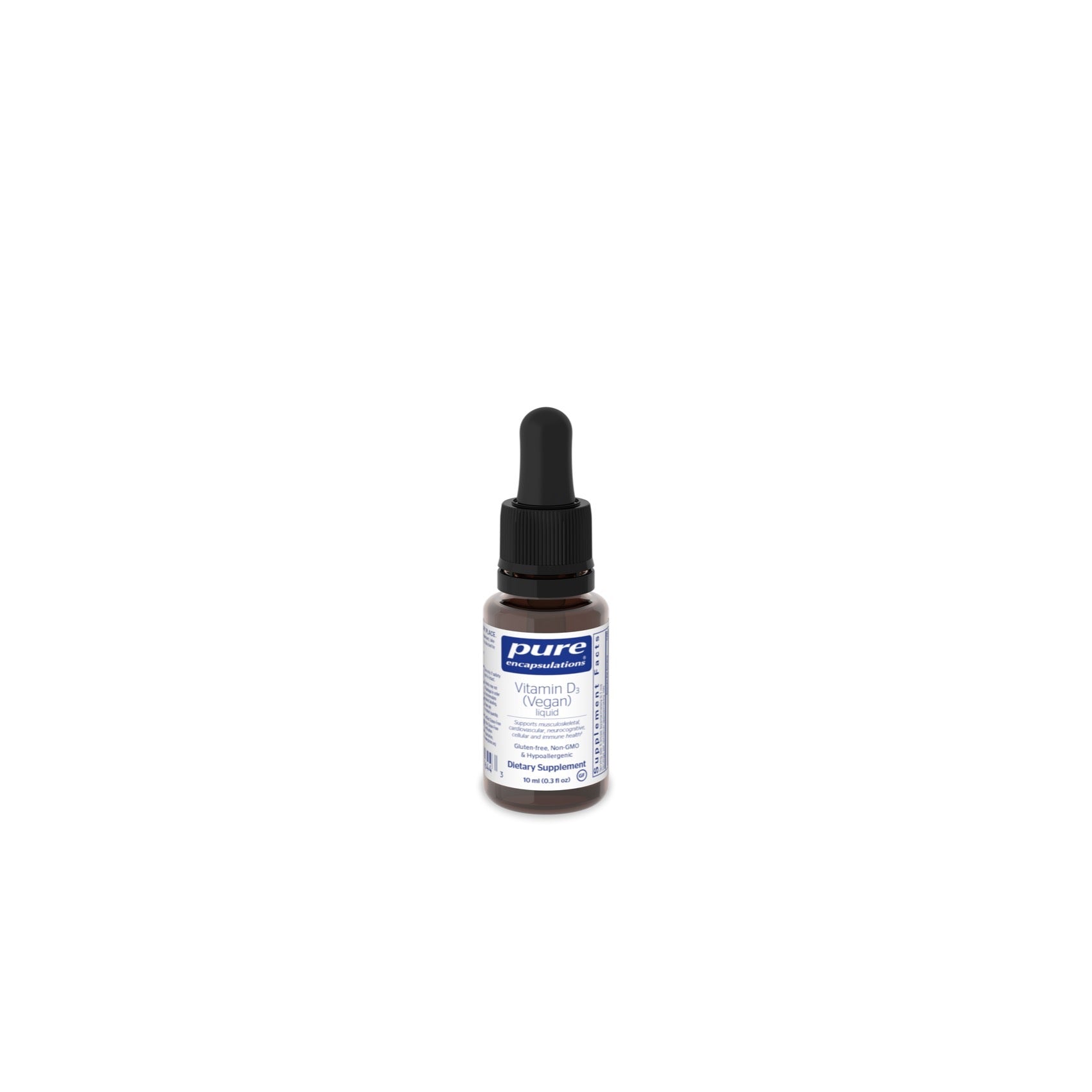 Pure Encapsulations, Vitamin D3 (Vegan) Liquid, .3 Oz UPC 766298016443 | HiLife Vitamins