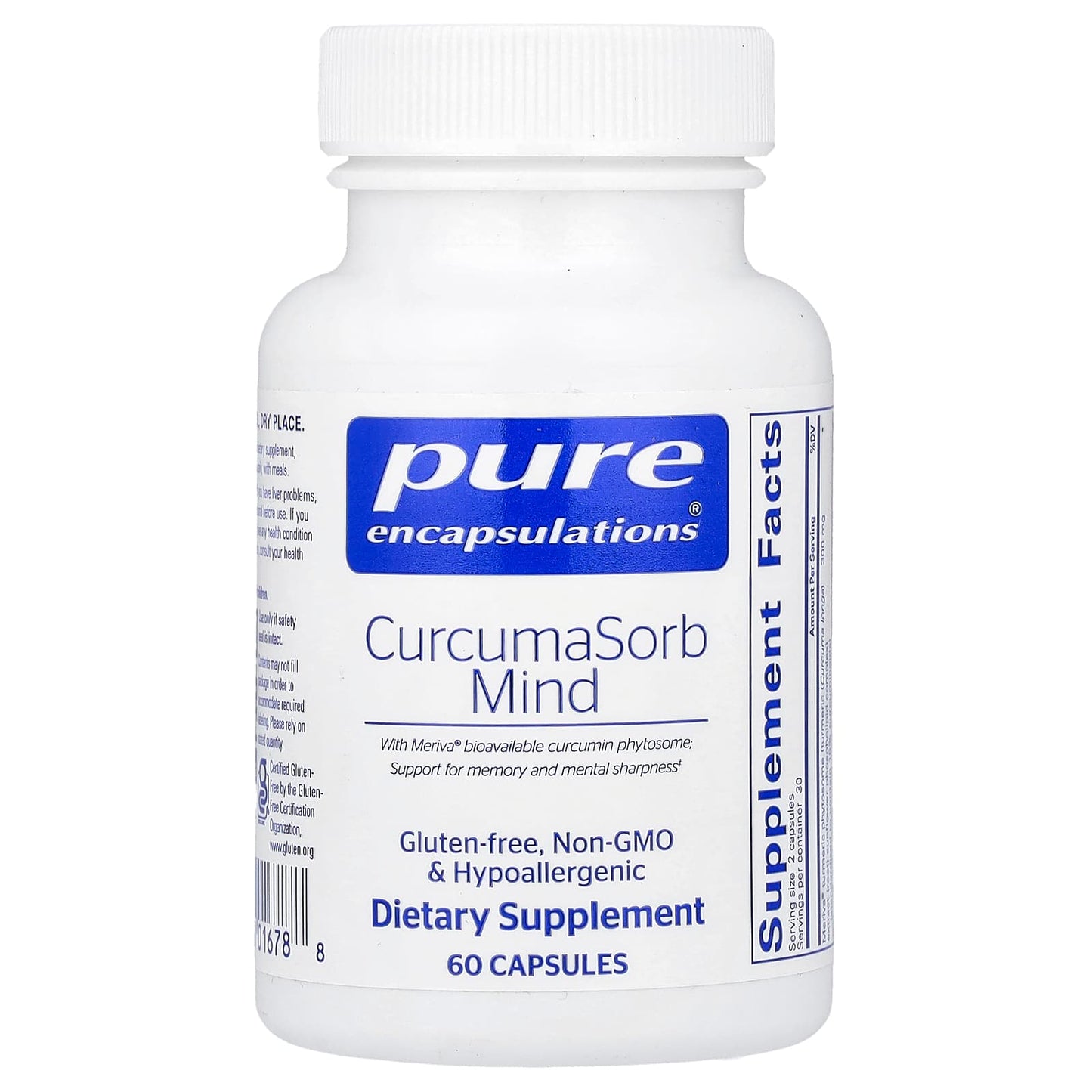 Pure Encapsulations, CurcumaSorb Mind, 60 Capsules UPC 766298016788 | Hilife Vitamins