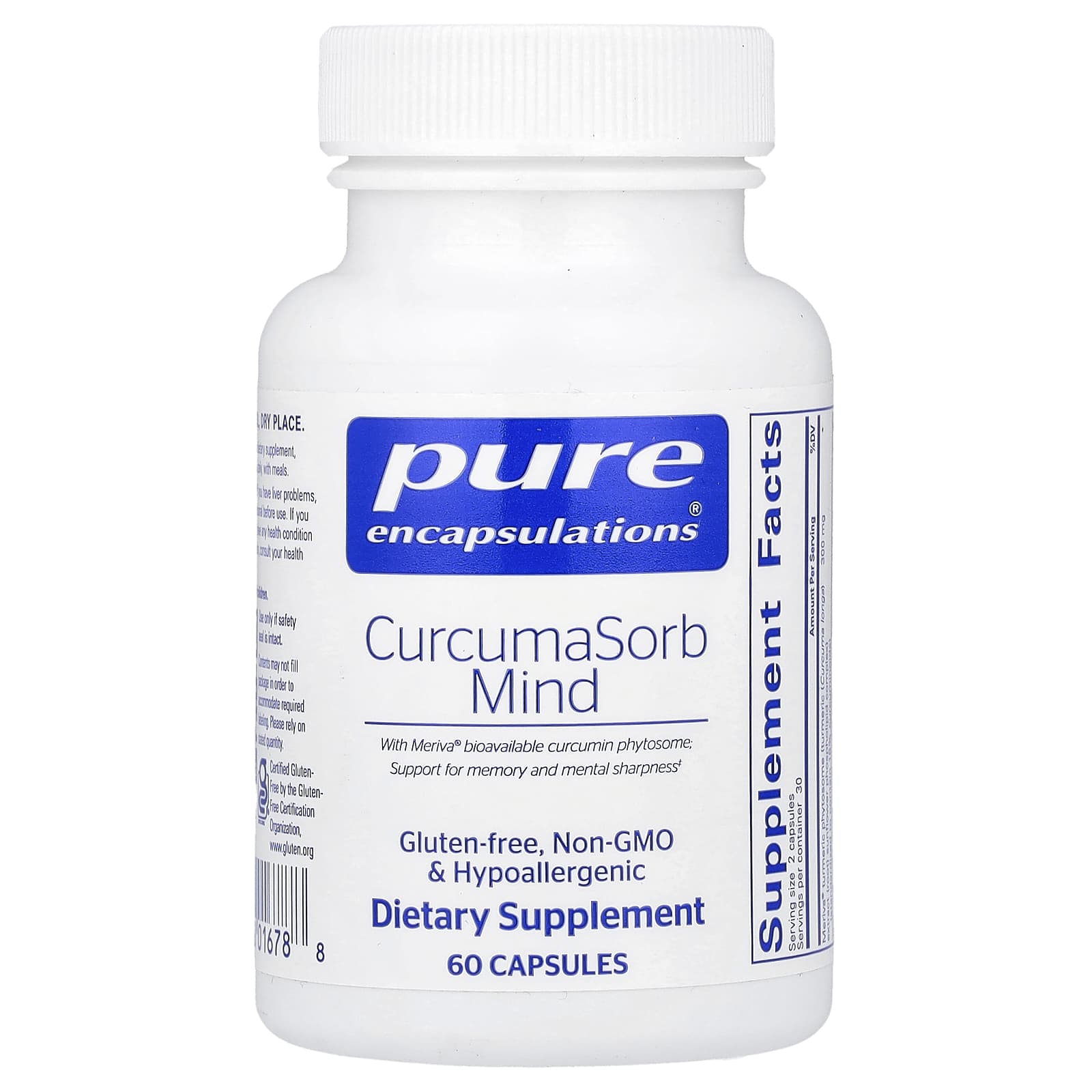 Pure Encapsulations, CurcumaSorb Mind, 60 Capsules UPC 766298016788 | Hilife Vitamins