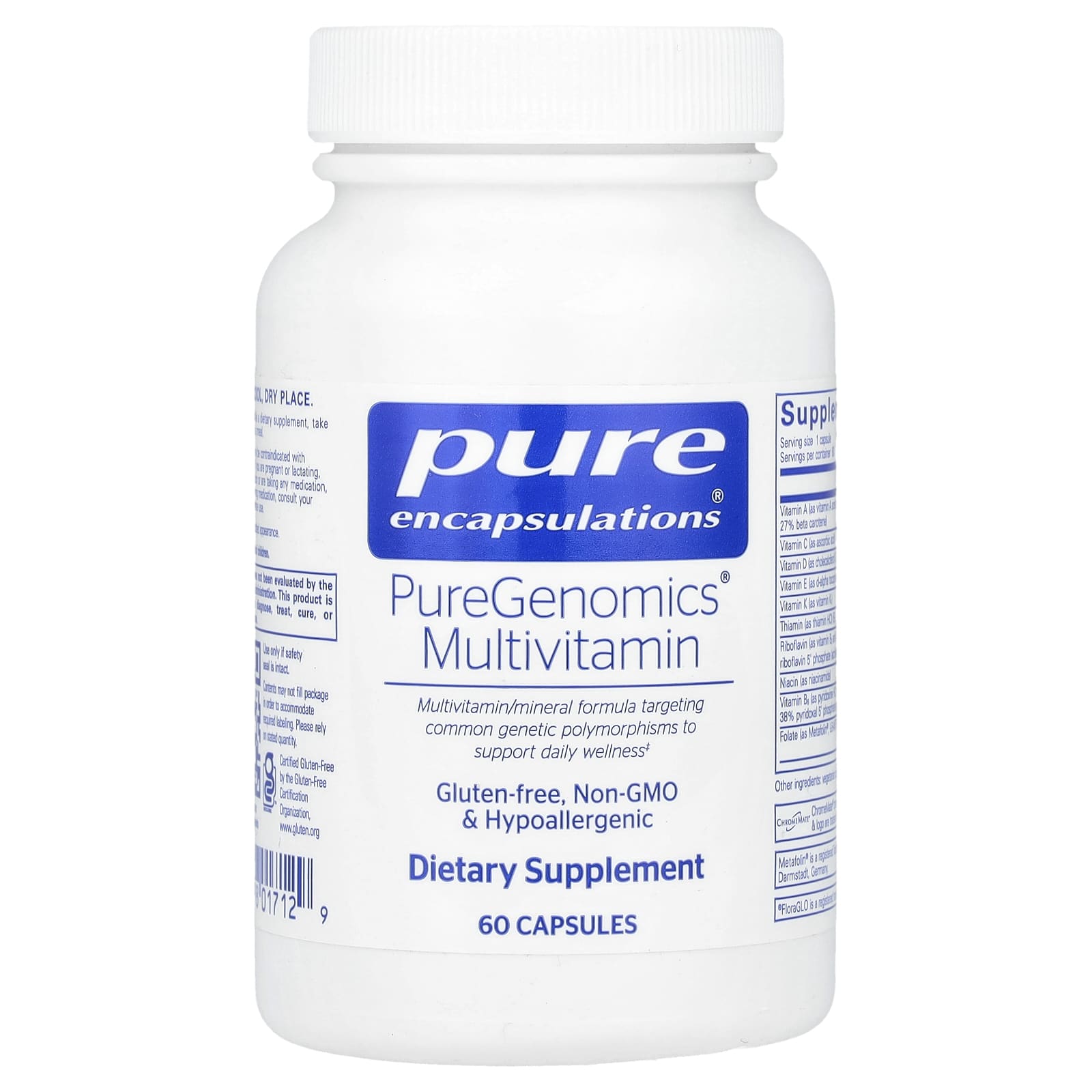 Pure Encapsulations, PureGenomics Multi, 60 Capsules UPC 766298017129 | HiLife Vitamins