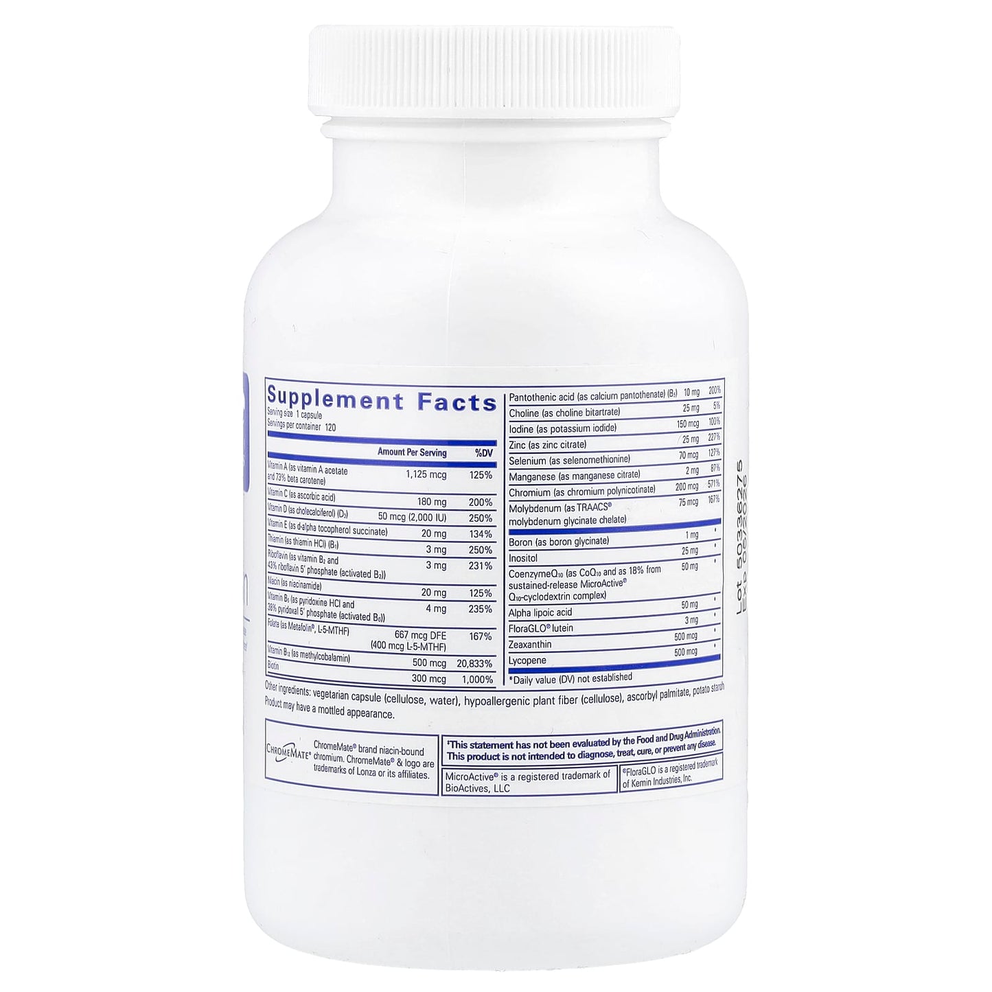 Pure Encapsulations, O.N.E. Multivitamin, 120 Capsules - 766298017136 | Hilife Vitamins