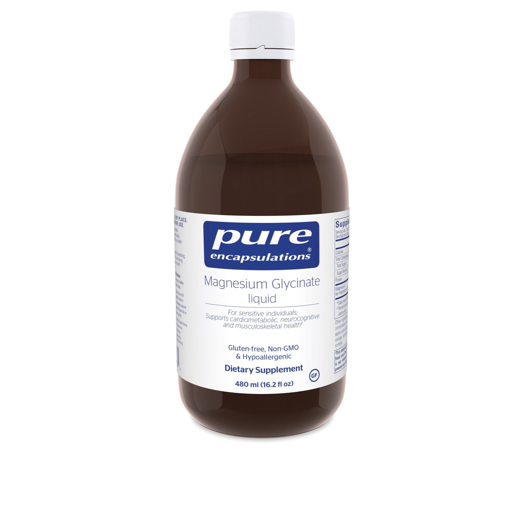 Pure Encapsulations, Magnesium Glycinate Liquid, 16.2 Fl Oz UPC 766298017334 | HiLife Vitamins