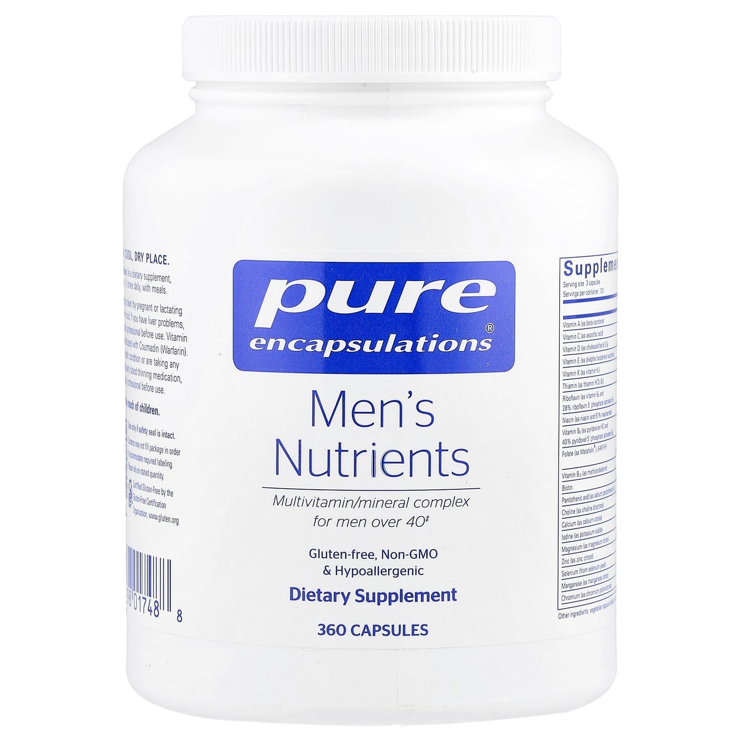 Pure Encapsulations, Men's Nutrients, 360 Capsules UPC 766298017488 | HiLife Vitamins