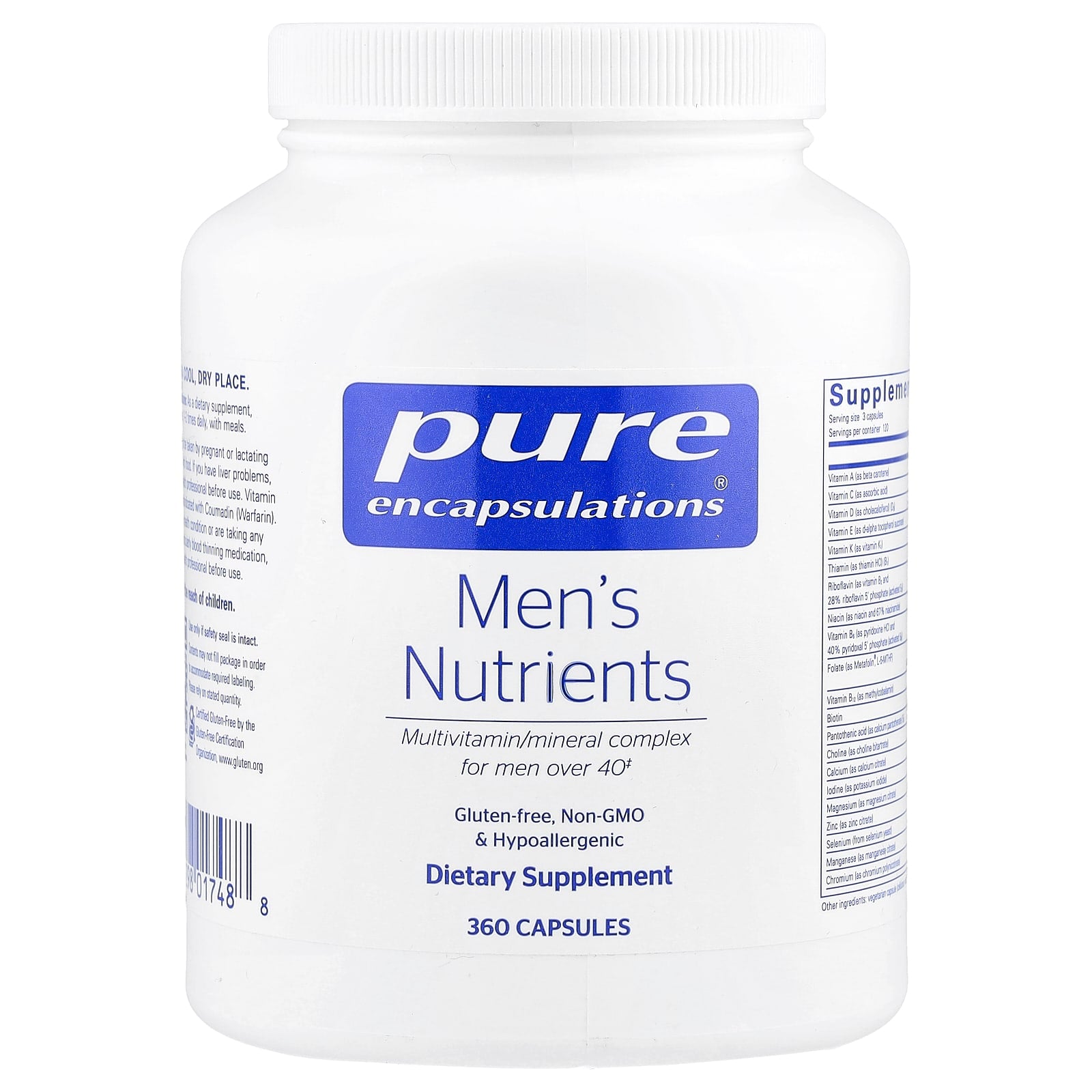 Pure Encapsulations, Men's Nutrients, 360 Capsules UPC 766298017488 | HiLife Vitamins