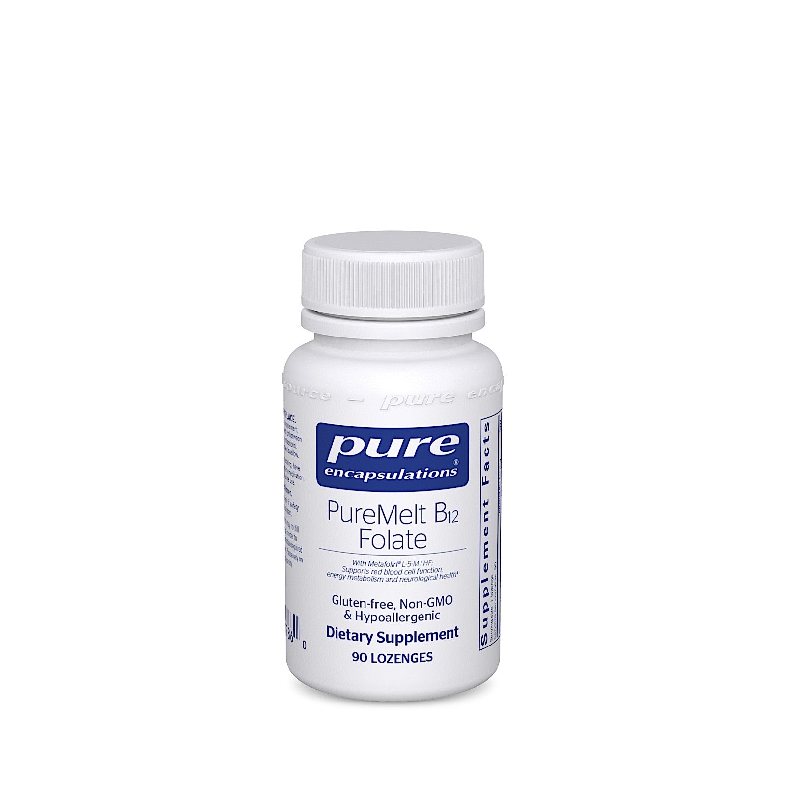 Pure Encapsulations, Puremelt B12 Folate, 90 Lozenges UPC 766298017860 | HiLife Vitamins