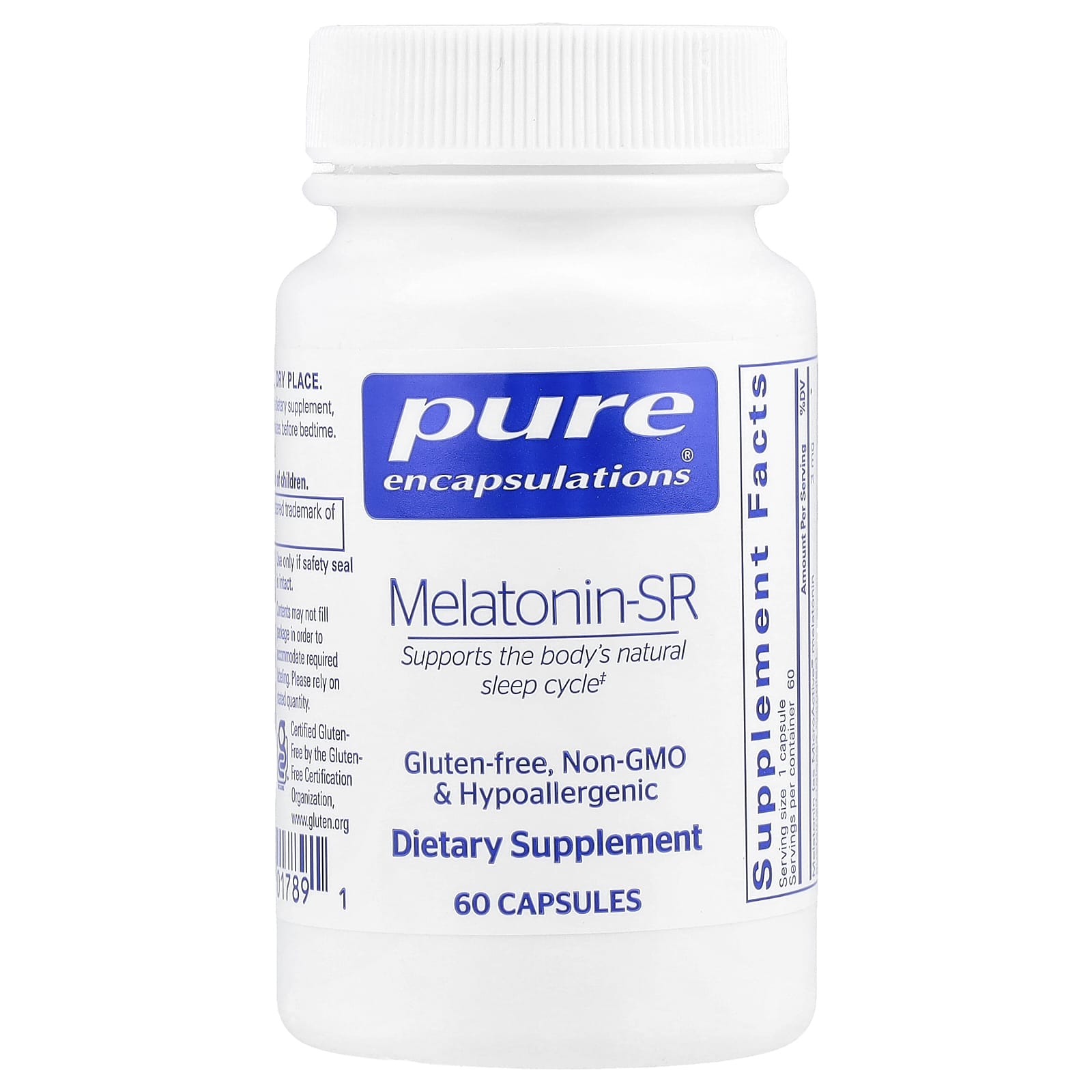 Pure Encapsulations, Melatonin-SR, 60 Capsules UPC 766298017891 | HiLife Vitamins