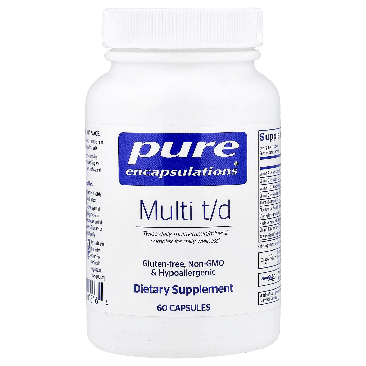 Pure Encapsulations, Multi T/D, 60 Capsules UPC 766298018164 | Hilife Vitamins