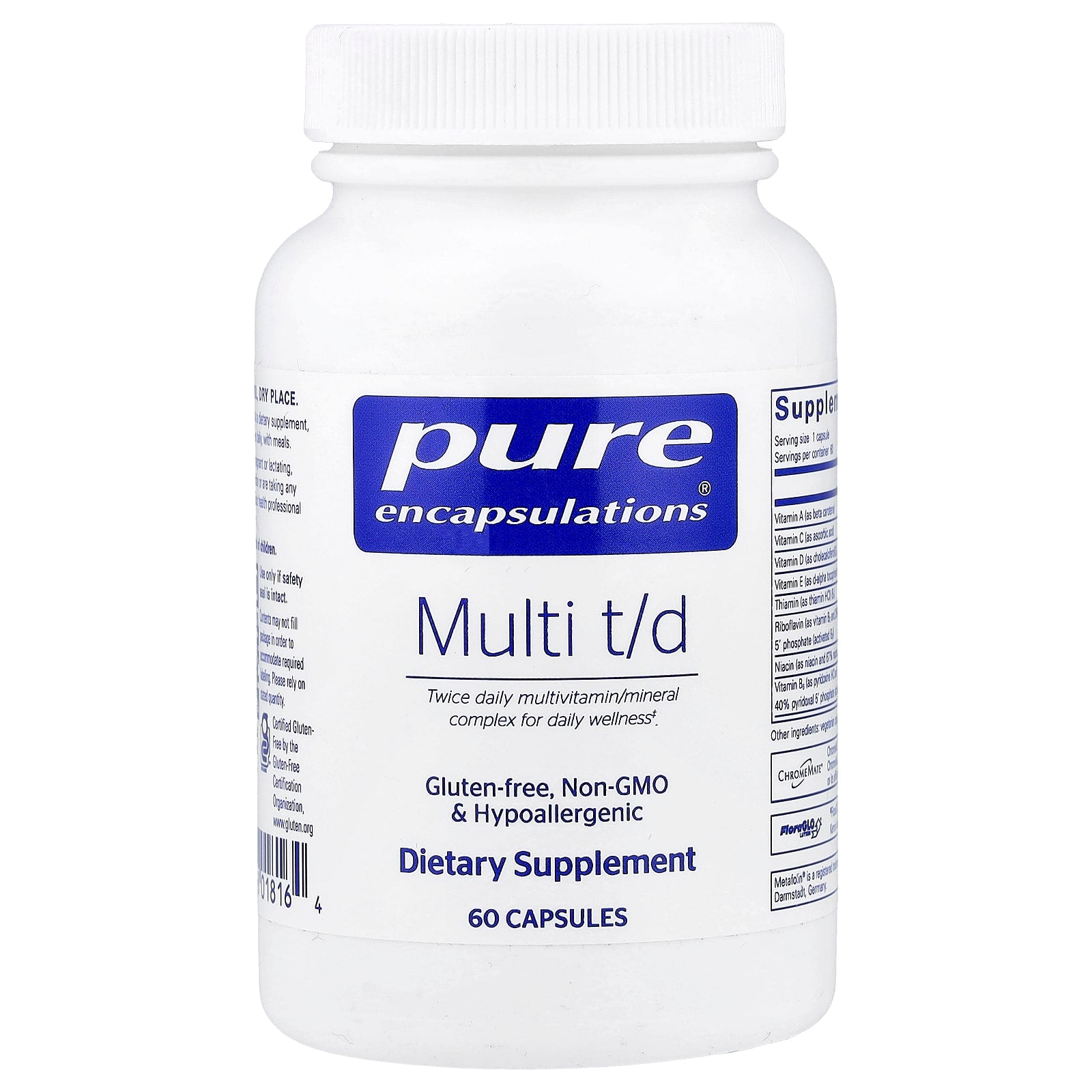 Pure Encapsulations, Multi T/D, 60 Capsules UPC 766298018164 | Hilife Vitamins
