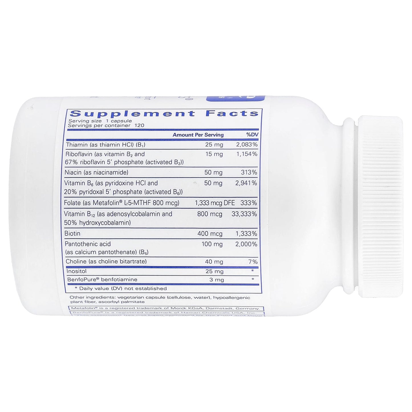 Pure Encapsulations, PureGenomics B-Complex, 120 Capsules UPC 766298018218 | HiLife Vitamins