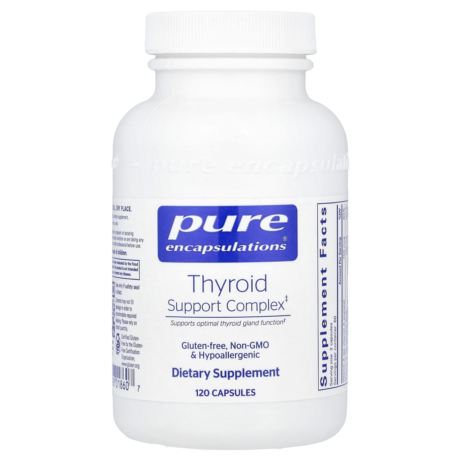 Pure Encapsulations, Thyroid Support Complex, 120 Capsules UPC 766298018607 | HiLife Vitamins